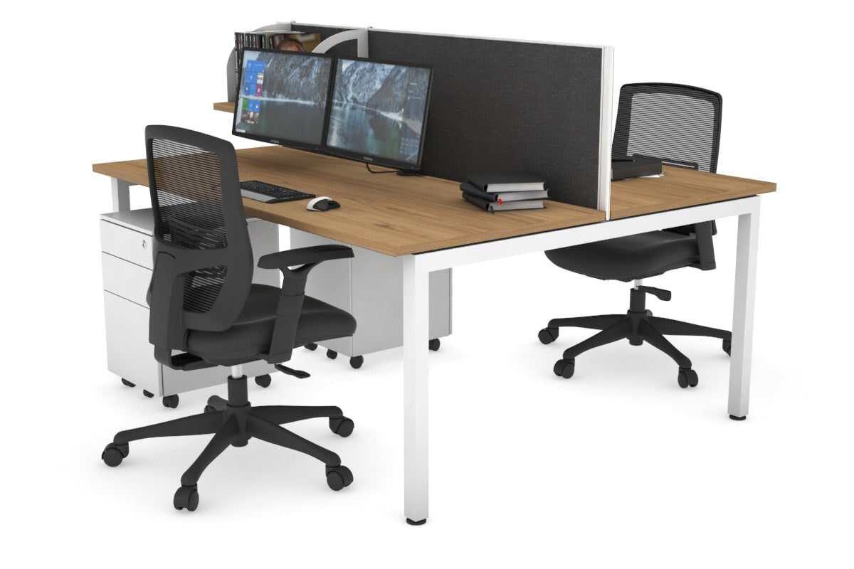 Quadro Square Legs 2 Person Office Workstation Desk - 1200L x 700W Modern Shared Workspace Solution for Home & Business Offices