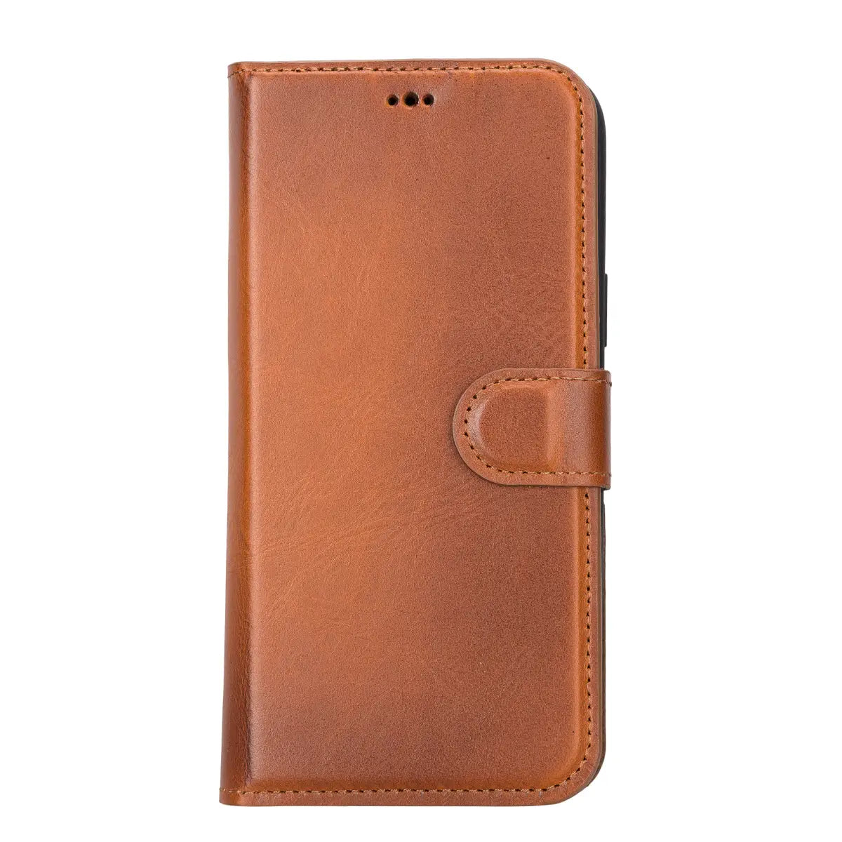 Premium Burnished Tan Leather Wallet Case for iPhone 14 Plus - Slim Protective Cover with Card Slots | Perfect for Everyday Use, Travel & Business