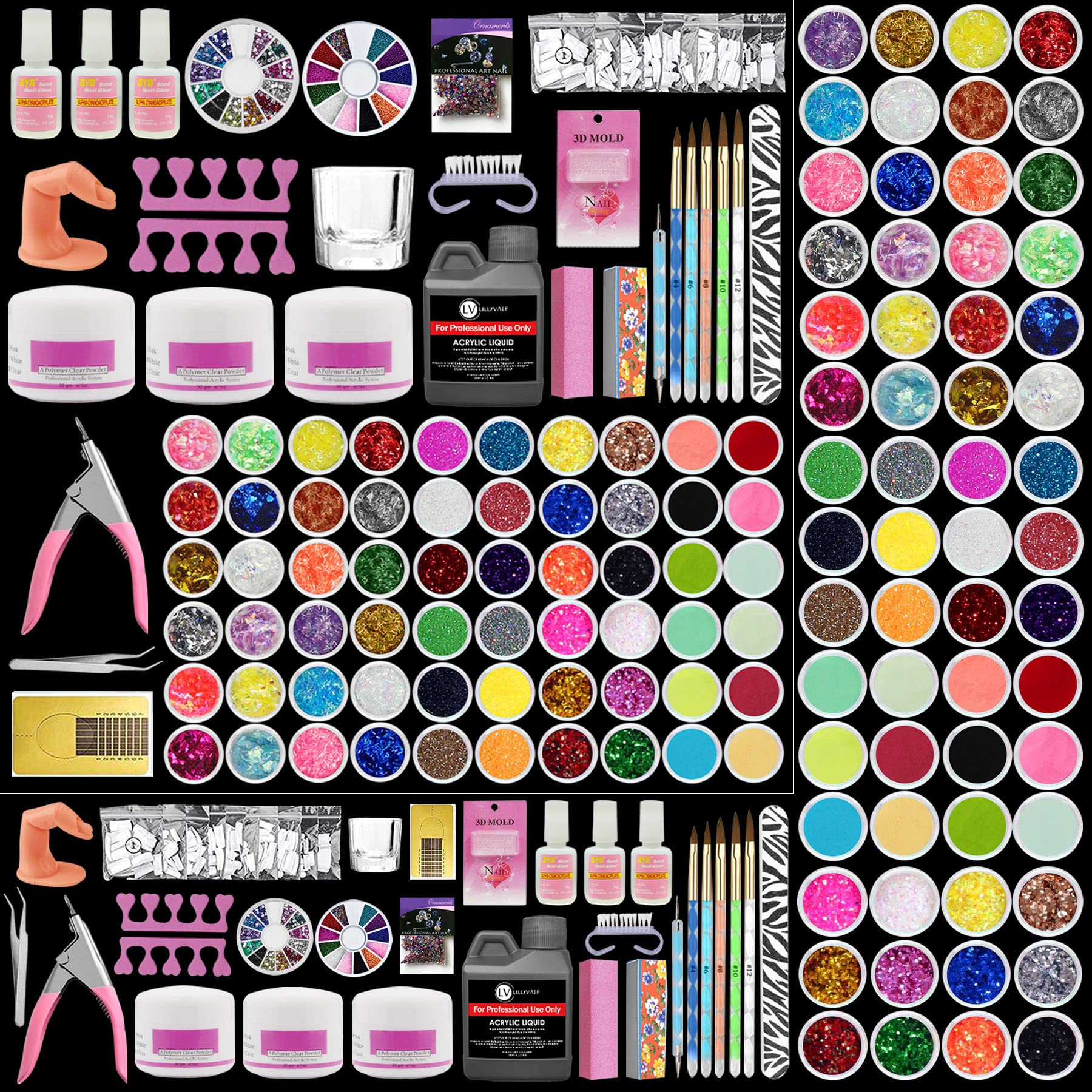 Professional Acrylic Nail Kit with Acrylic Powder & Liquid Monomer - Complete Nail Art Tools Set for Beginners & Experts - DIY Salon-Quality Nail Extensions at Home (No UV Lamp Required) - Perfect for Manicures, Parties & Special Occasions