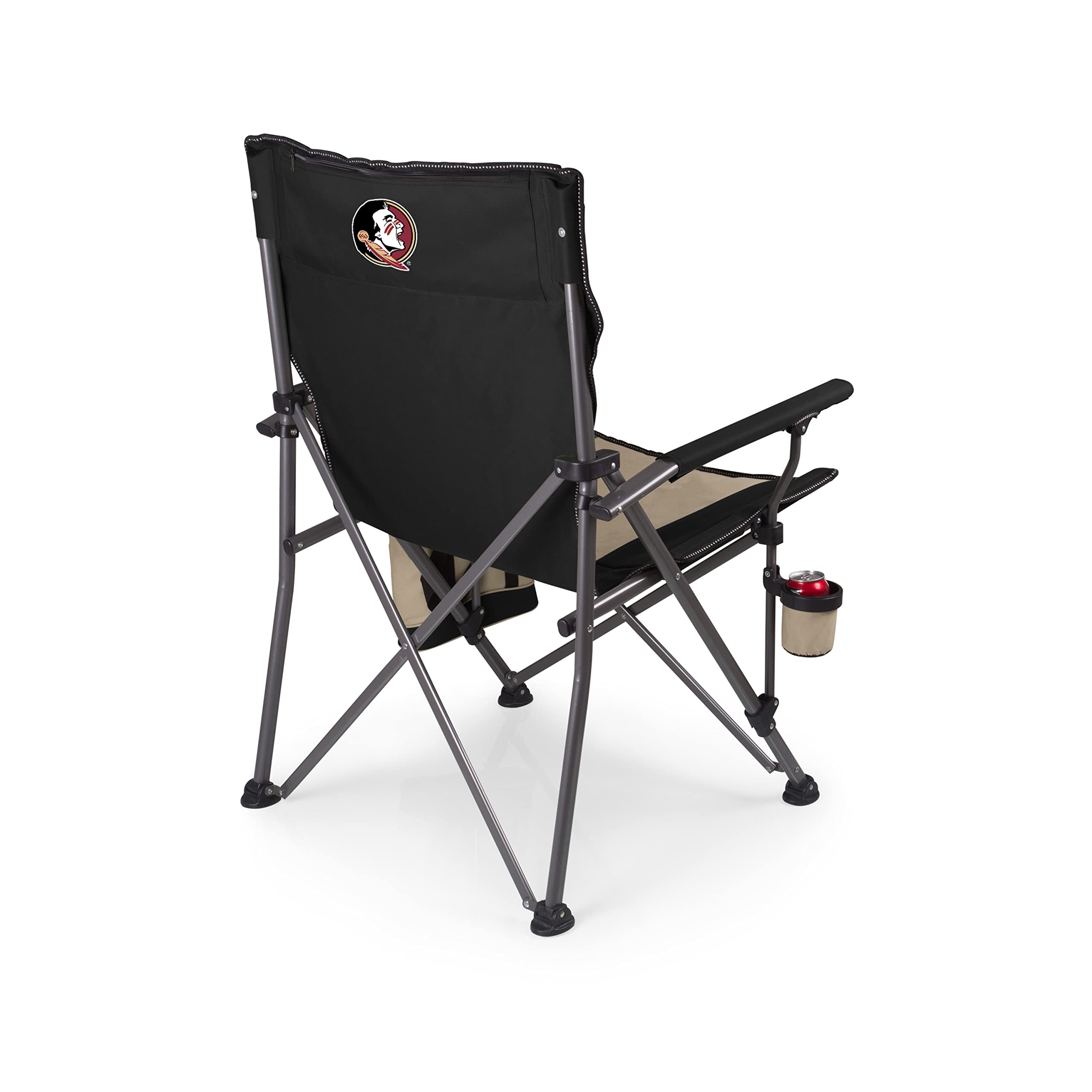 PICNIC TIME NCAA Big Bear XXL Camp Chair with Cooler - Heavy Duty Folding Beach Chair for Outdoor Camping, Tailgating & Picnics - 500 lb Capacity Portable Chair with Carry Bag (Black) - Perfect for Backyard, Beach, Sporting Events & BBQs