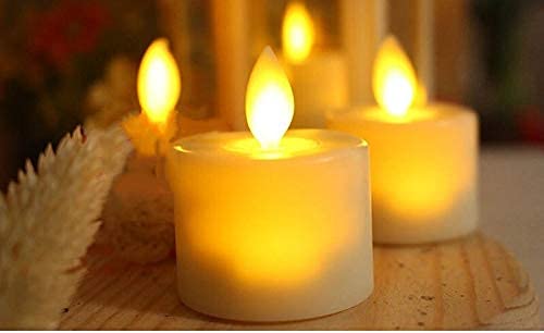 120pcs Realistic Flameless LED Tea Light Candles - 3.7cm Diameter, 4.8cm Height, Ivory with Dancing Wick - Amber Color for Home Decor, Wedding Centerpieces & Party Lighting