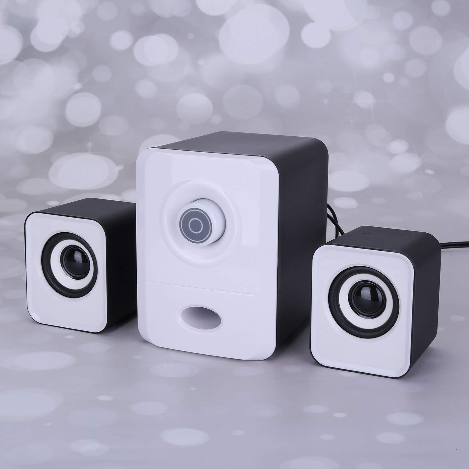Speesy USB Multimedia Speakers with Subwoofer for Desktop, Laptop, Tablet - White | Perfect for Home Office, Gaming, and Entertainment