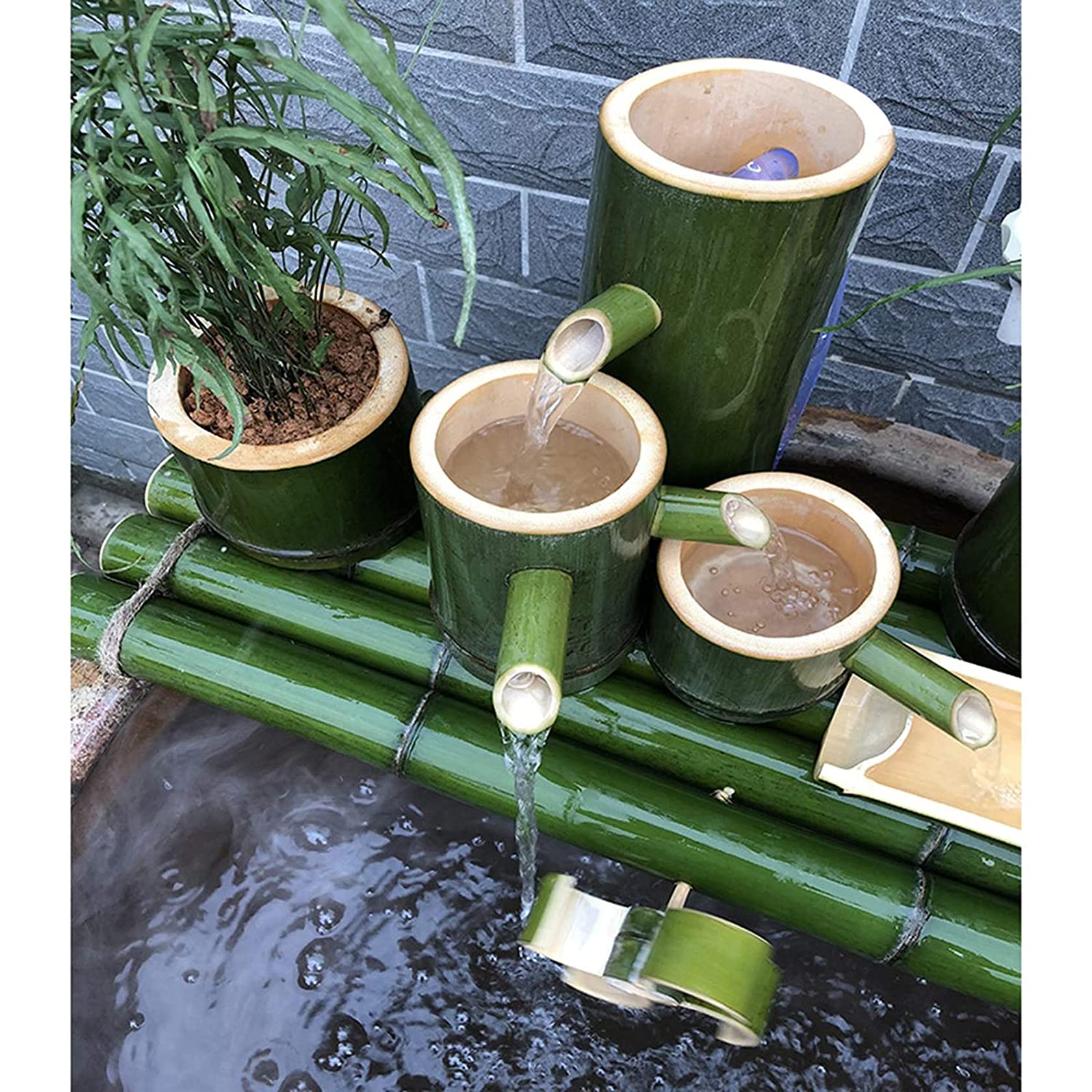 3-Tier Bamboo Water Fountain with Pump for Ponds, Gardens & Fish Tanks - Indoor/Outdoor Zen Decor, 45cm Landscape Fountain | Perfect for Patio, Backyard, Office & Meditation Spaces