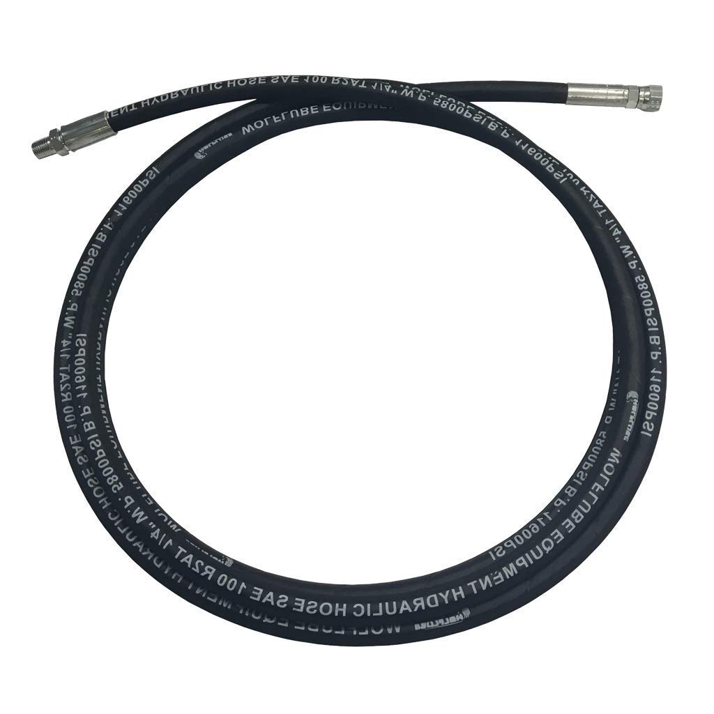 1/4 Inch NPTM-NPTF Grease Hose - 5 Feet Heavy Duty Hydraulic Connection Hose for Lubrication Systems, Automotive, Industrial & Agricultural Equipment