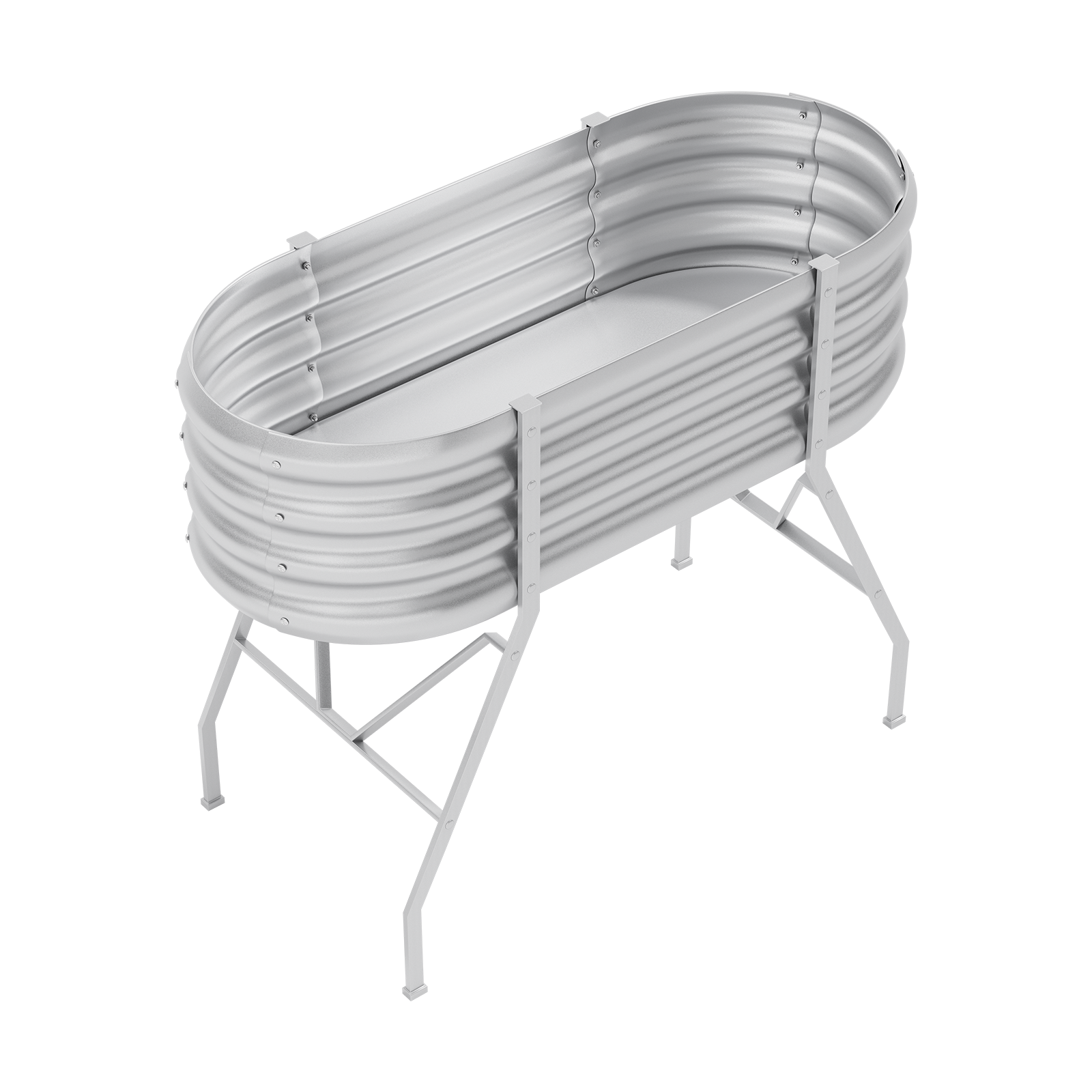 4x2x2.7ft Oval Galvanized Steel Raised Garden Bed with Legs - Durable Elevated Planter Box for Vegetables, Herbs & Flowers - Perfect for Patio, Backyard & Urban Gardening