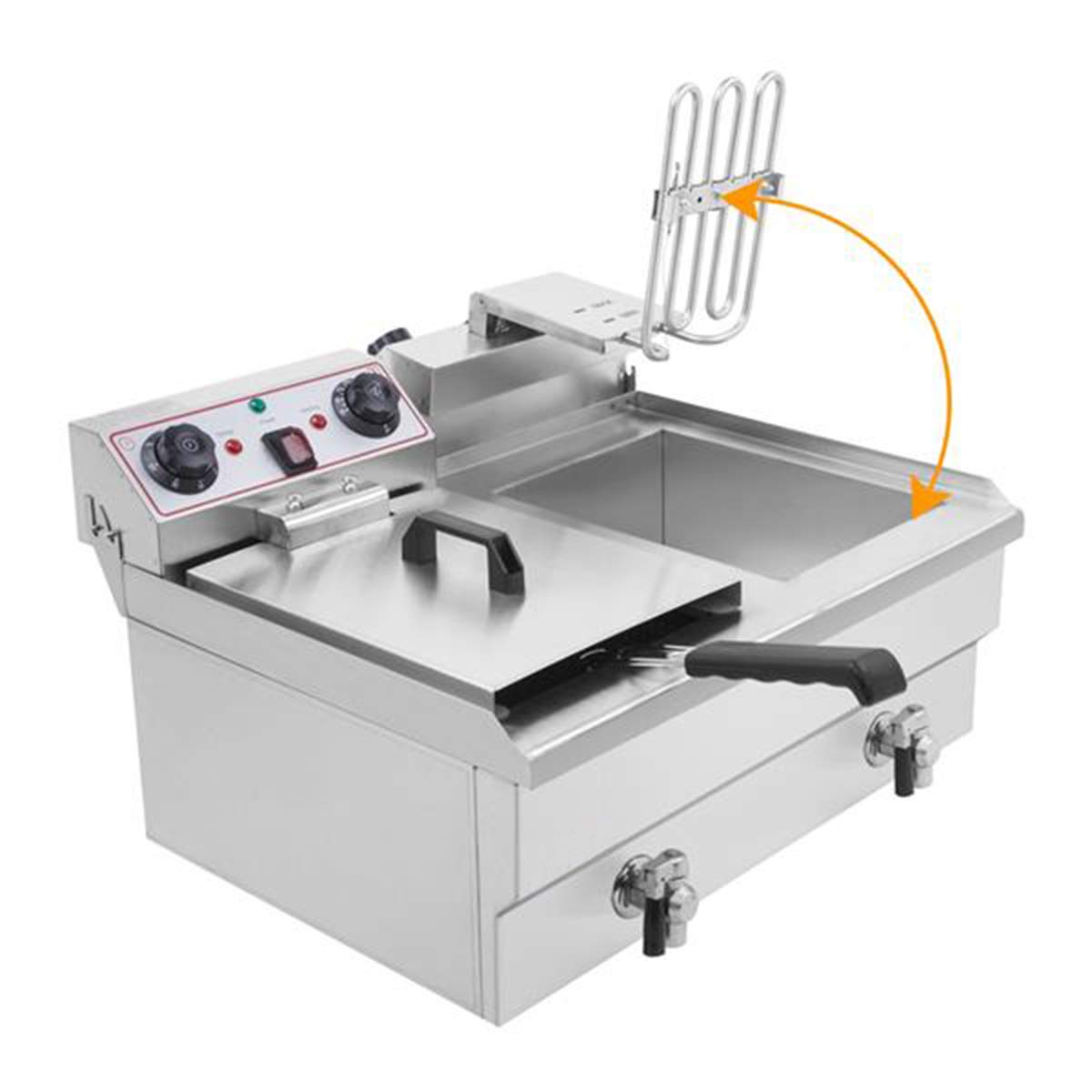 Commercial 3400W Stainless Steel Electric Deep Fryer - 24.9QT/23.6L Large Capacity with Basket for Chicken, Chips, French Fries - Restaurant & Home Kitchen Countertop Deep Fryer - Perfect for Catering, Fast Food Shops, and Family Gatherings