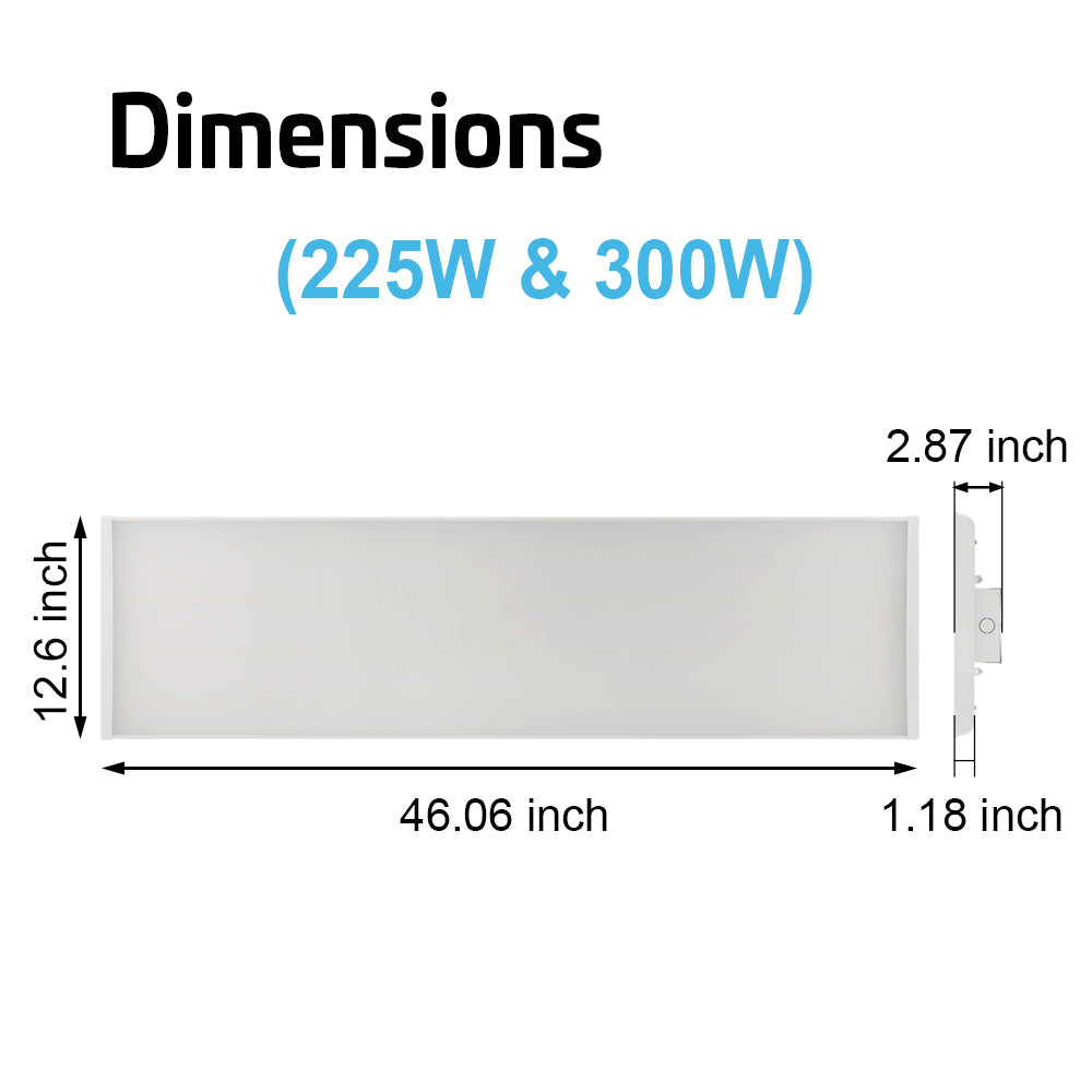 Konlite Linear LED High Bay Light 225W 1X4FT 120-277V 31500 Lumens 5000K (600W Equivalent) - Energy Efficient Warehouse Lighting for Industrial & Commercial Spaces