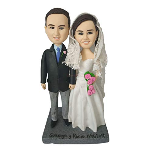 Custom Bobblehead Cake Topper for Wedding Couple - Personalized Bride & Groom Figurine by Turui Figurines | Perfect for Wedding Cakes, Anniversary Celebrations & Romantic Gifts