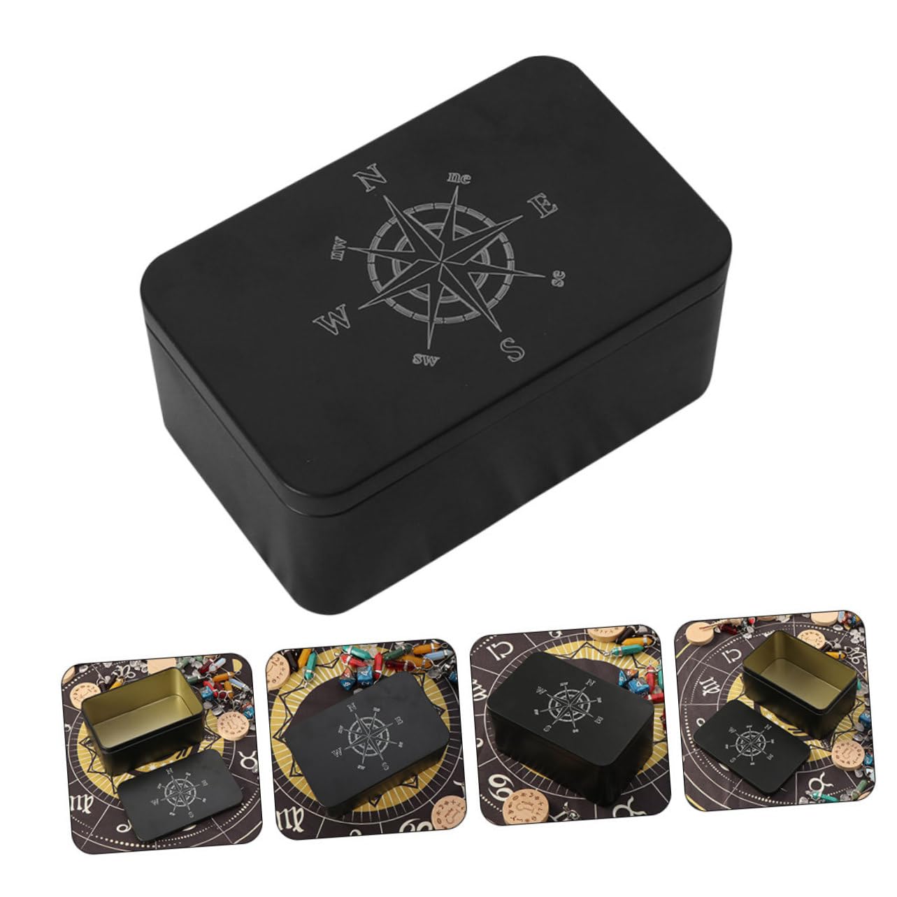Amosfun 2-Pack Metal Tarot Card Holder Box - Durable Iron Storage Container for Tarot Cards, Makeup, Postcards & Collectibles | Perfect for Card Games, Travel & Home Organization