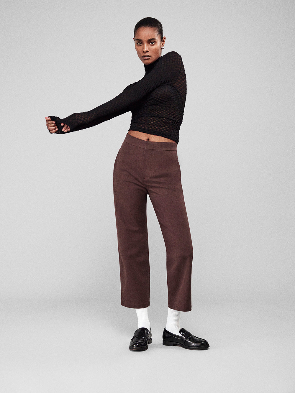 Elegant Black Mesh Lace Turtleneck Top for Women - Perfect for Evening Parties, Date Nights & Formal Occasions