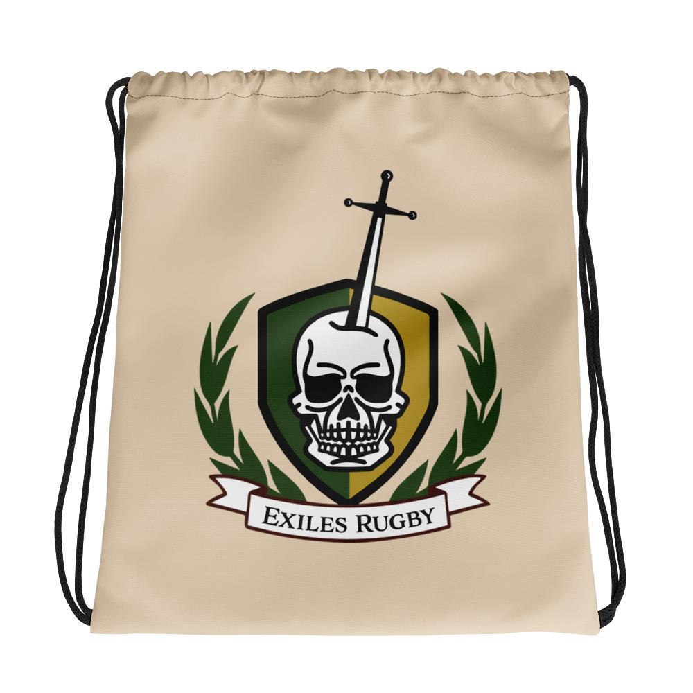 Exiles RFC Drawstring Backpack - Lightweight & Durable Sports Duffel Bag for Gym, Travel & Outdoor Activities (Tan)