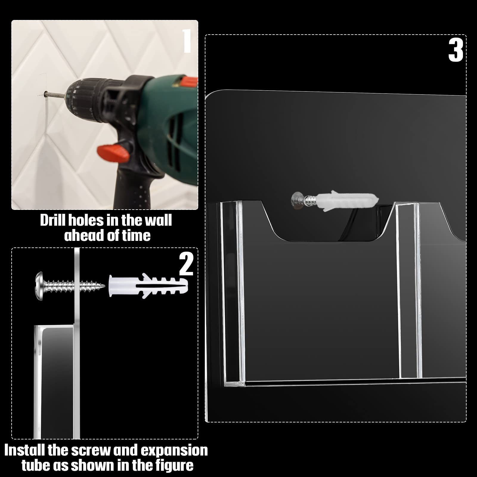 Weysat Clear Acrylic Brochure Holder - Wall Mount Tri-Fold Display Stand with Multi Slots for Flyers, Menus & Advertisements (2 Pack) - Perfect for Restaurants, Offices, Retail Stores & Trade Shows
