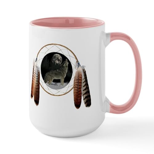 White/Pink Inside - Coyote Spirit Large Mug