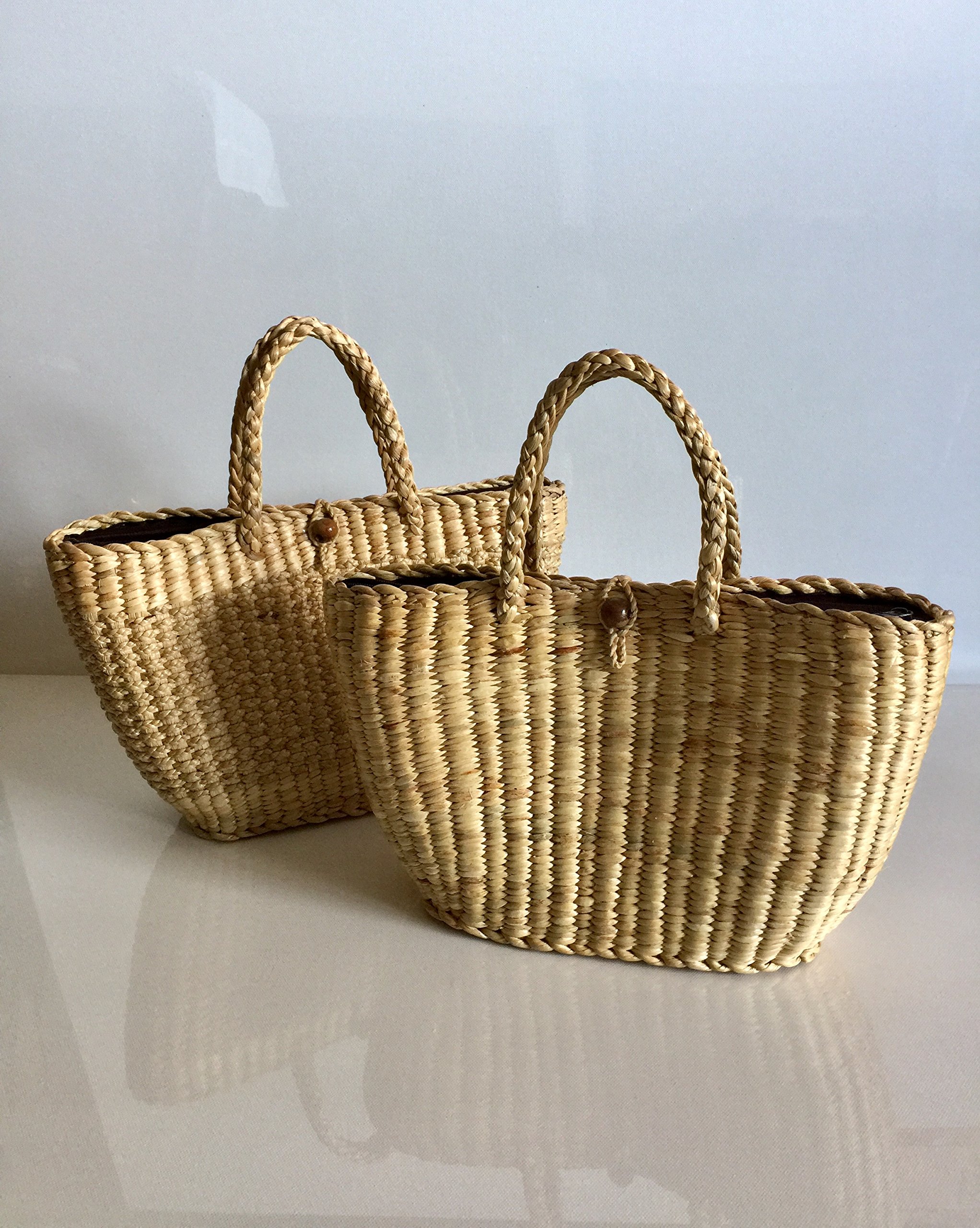 Handwoven Straw Tote Bag for Women - Natural Beach Bag, Boho Woven Basket Purse with Leather Straps - Perfect for Vacation, Picnic, Shopping & Summer Outings