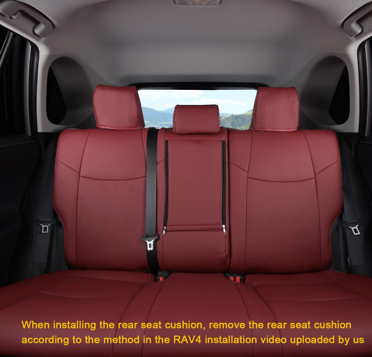 Premium Custom Fit Seat Covers for Toyota RAV4 & VENZA (2019-2025) - Waterproof Faux Leather Protection - Perfect for Prime & XSE Hybrid Models (Wine Red, LU02-Prime-XSE) - Ideal for Road Trips, Daily Commutes & Outdoor Adventures