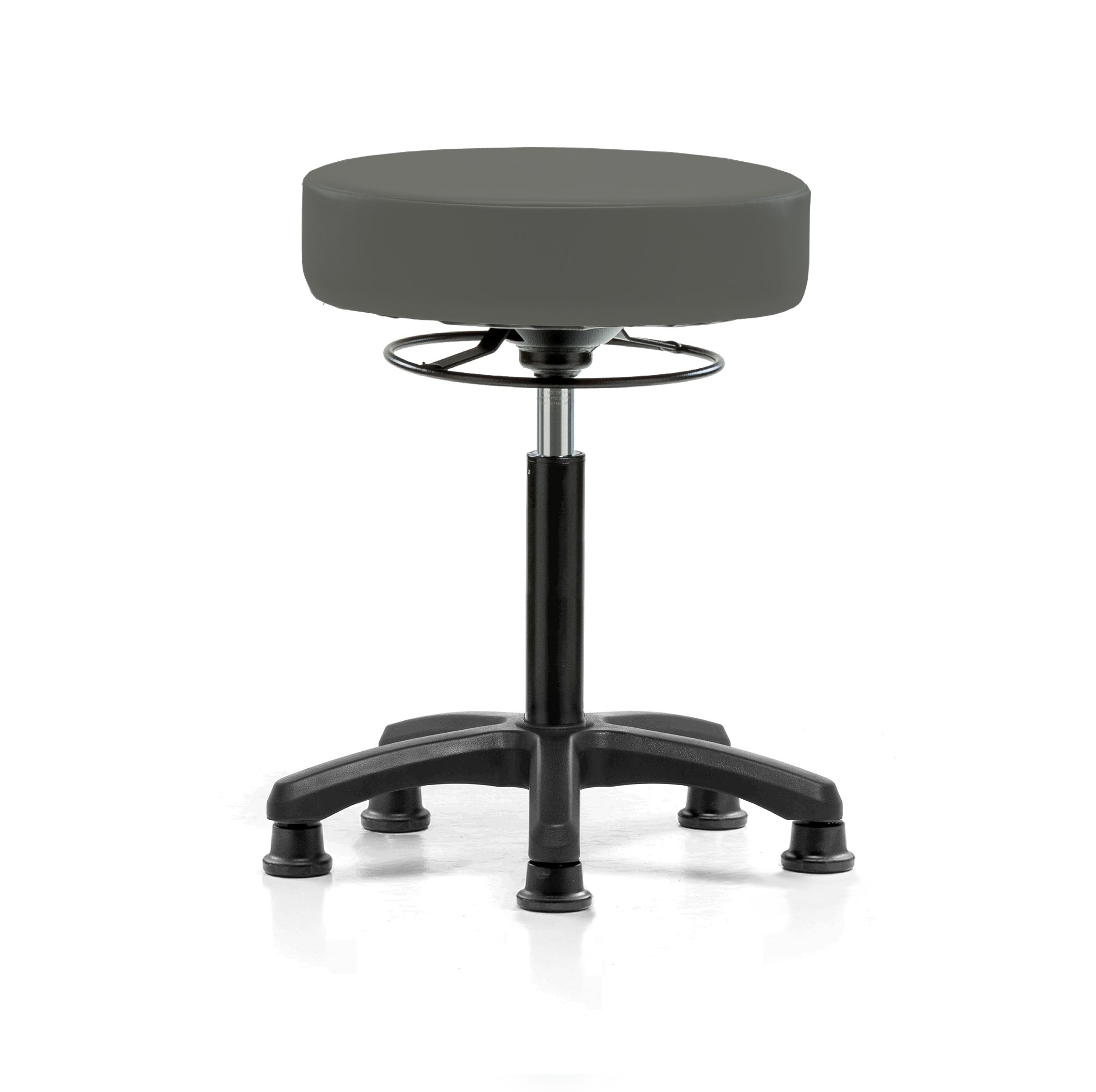 Perch Life Adjustable Height Stool with Stationary Caps - 20.5 to 28 Inch Workbench Stool - 250 lb Weight Capacity - Charcoal Vinyl Seat - Perfect for Workshop, Garage, Kitchen & Office Use