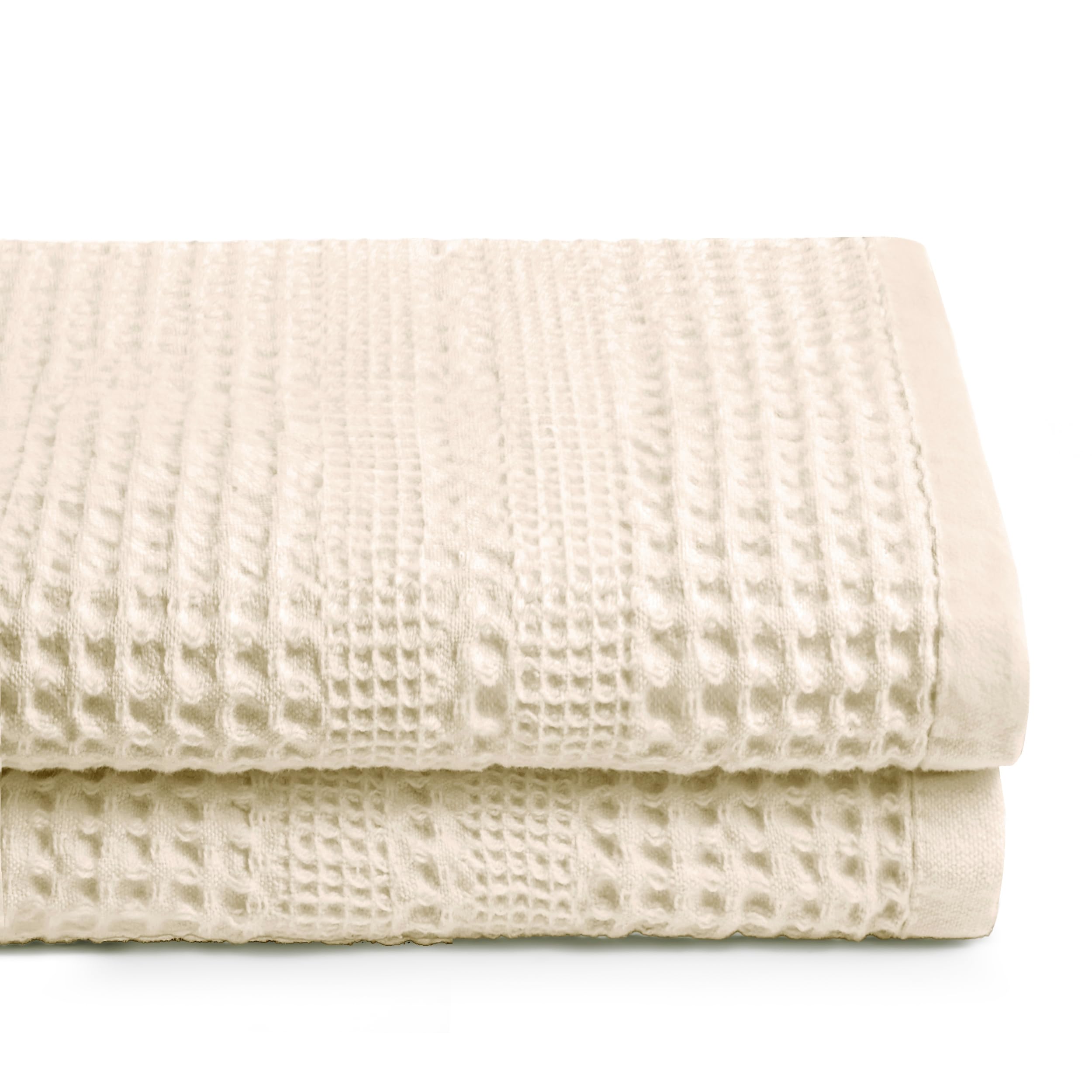 GILDEN TREE 100% Cotton Waffle Bath Towels Set of 2 - Ultra Absorbent, Quick Dry, Lightweight Bathroom Towels for Home & Travel - Classic Cream Waffle Weave Towels for Spa, Gym, Beach & Hotel Use