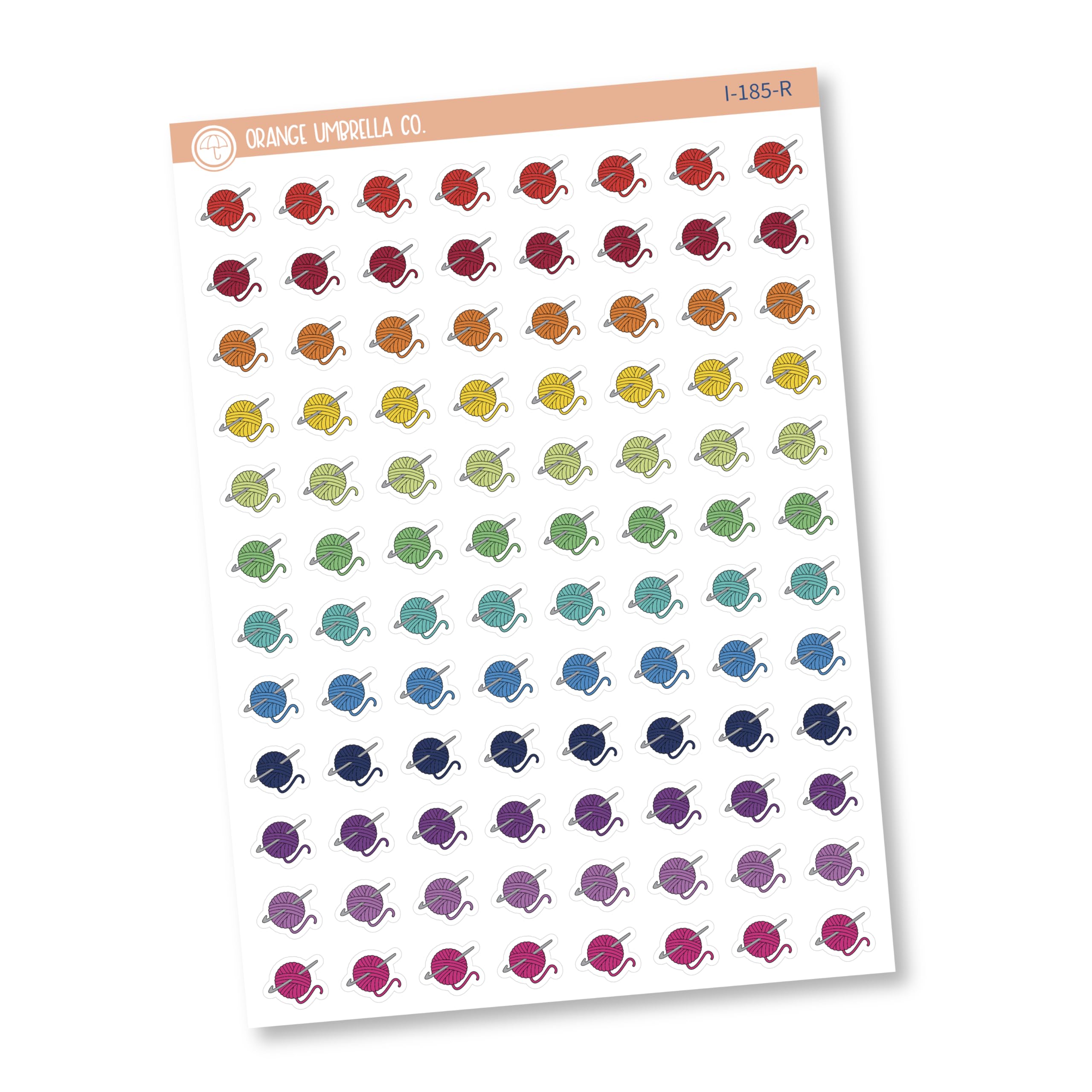 Crochet Icon Planner Stickers - Colorful Crocheting Labels for Bullet Journals, DIY Crafts & Scrapbooking - Rainbow Print Planning Stickers (I-185-R) - Perfect for Planners, Calendars & Craft Projects