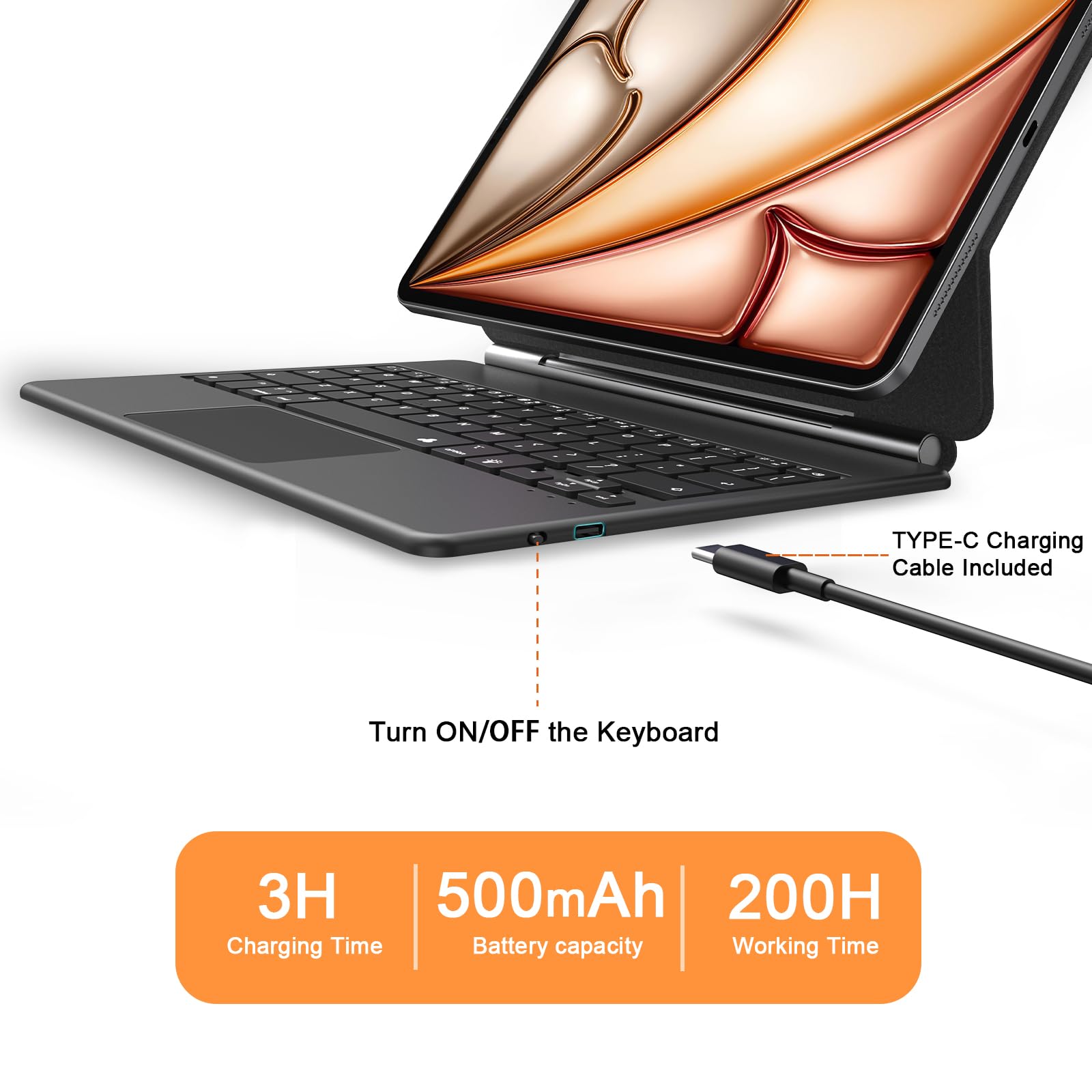 iPad Air 11-inch 2025 Keyboard Case | Magic Keyboard Compatible with iPad Pro 11-inch (1st-4th Gen) & iPad Air (4th-6th Gen) | Backlit Multi-Touch Trackpad | Floating Magnetic Stand | Black | Perfect for Work, Study & Creative Projects