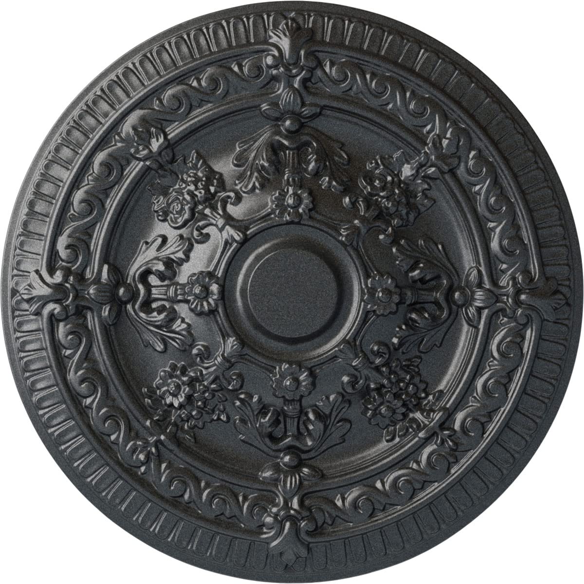Ekena Millwork Hand-Painted Pewter Vincent Ceiling Medallion - Classic Home Decor for Dining Rooms, Living Rooms & Entryways