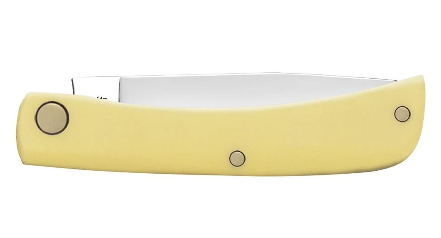 Yellow Synthetic Chrome Vanadium Sod Buster Jr® Knife - High-Quality Folding Pocket Knife for Outdoor, Camping, and Everyday Carry (Model 00032)