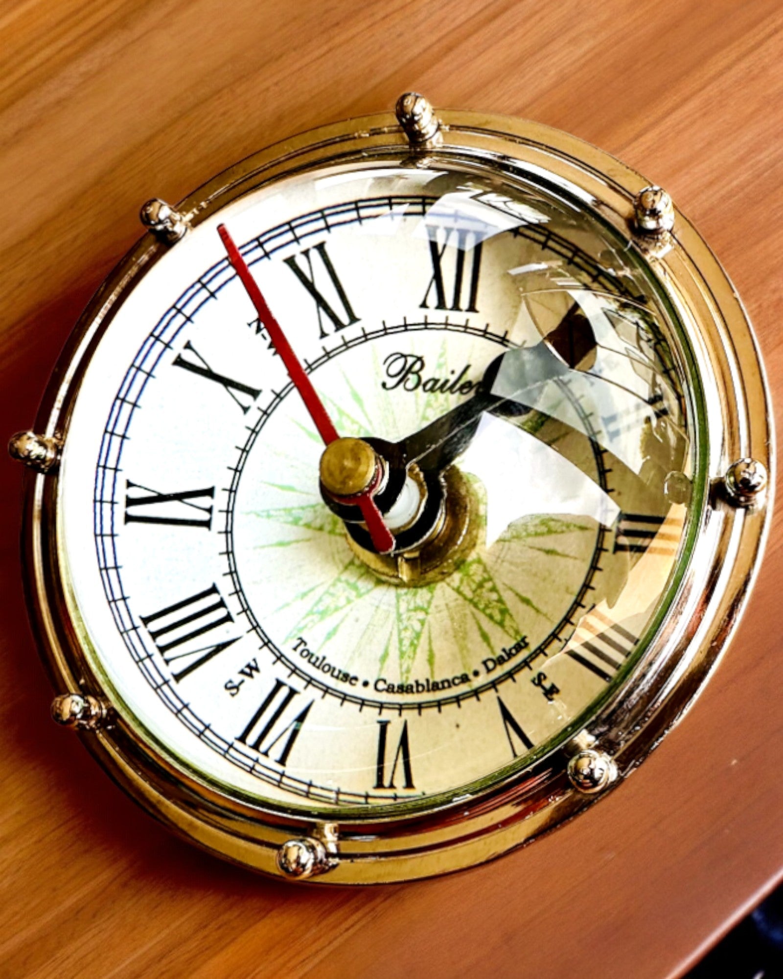 Bailey Compass Clock - Elegant Engraved Wall Clock with Compass Design | Perfect for Home, Office & Nautical Decor