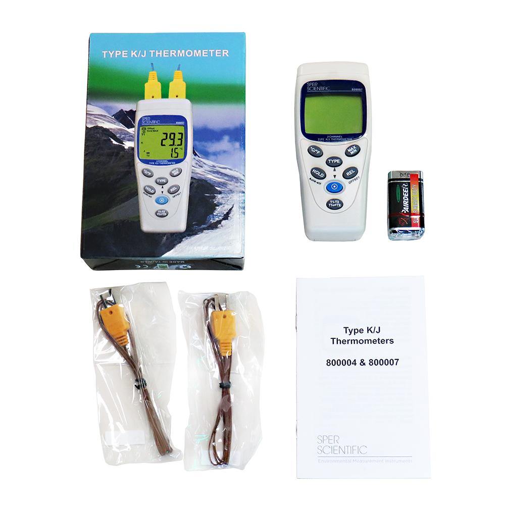 2 Channel K/J Type Thermocouple Thermometer - Dual Input Digital Temperature Meter for Cooking, HVAC & Industrial Use