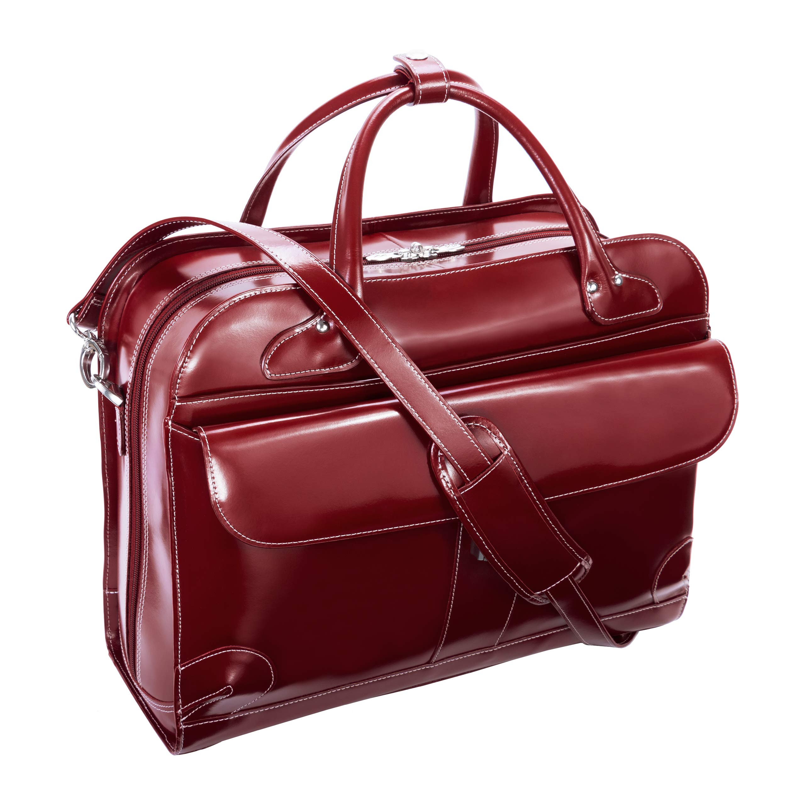 McKlein 96616 Red Leather Laptop Rolling Briefcase - Professional Business Travel Carry-On with Wheels for Men & Women | Perfect for Office Commute, Business Trips & Air Travel