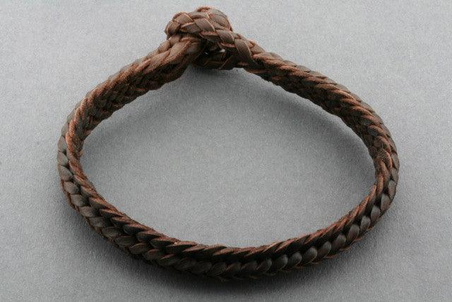 Ridge Plaited Leather Bracelet in Chocolate Brown - Stylish and Durable for Men & Women - Perfect for Casual Wear, Outdoor Adventures, and Everyday Fashion