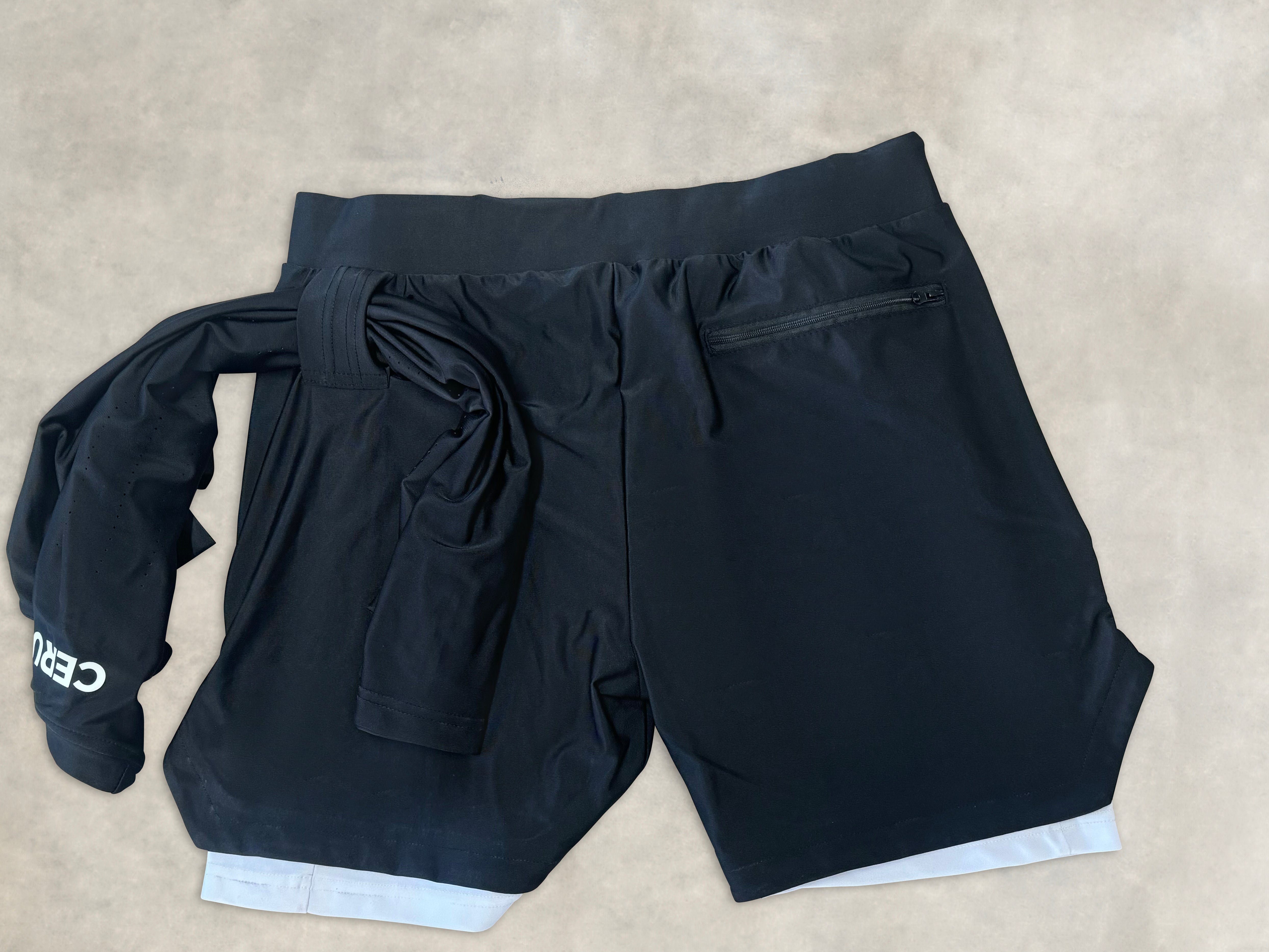 Cerus Black Janus 2-in-1 Running Shorts for Men - Moisture Wicking & Built-in Liner - Comfortable Workout & Gym Shorts for Jogging, Training & Outdoor Activities