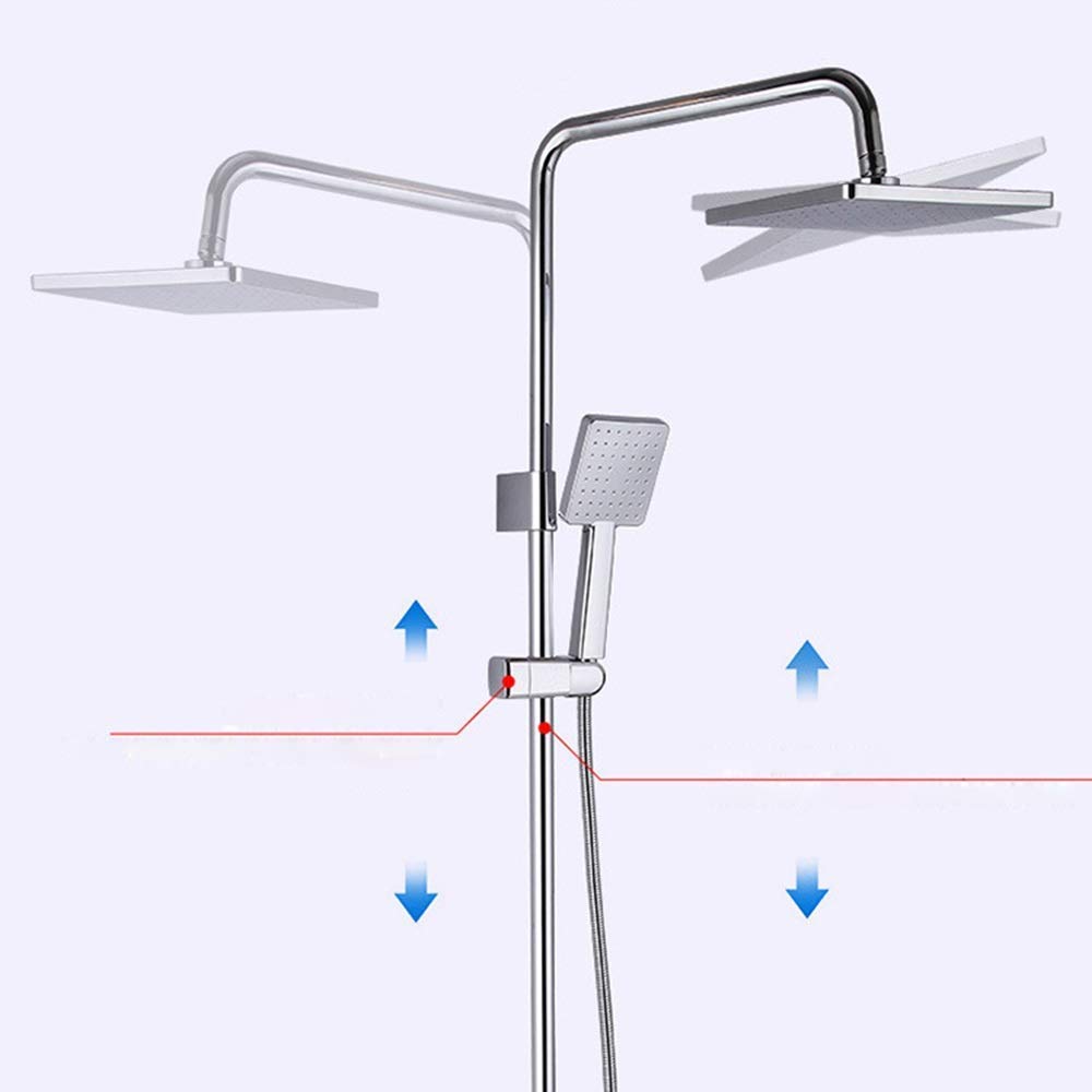 3 Modes Hot and Cold Brass Shower Faucet Set - 23cm Square Top Spray Shower System with Silver Shelf | Durable Bathroom Upgrade for Modern Homes (Perfect for Master Bath, Guest Bath & Spa Retreats)