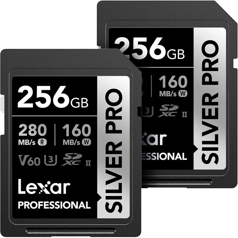 Lexar Professional Silver & Silver Pro SDXC Memory Card 128GB - High-Speed UHS-I for DSLR, Cameras, Drones - Perfect for 4K Video & Burst Mode Photography