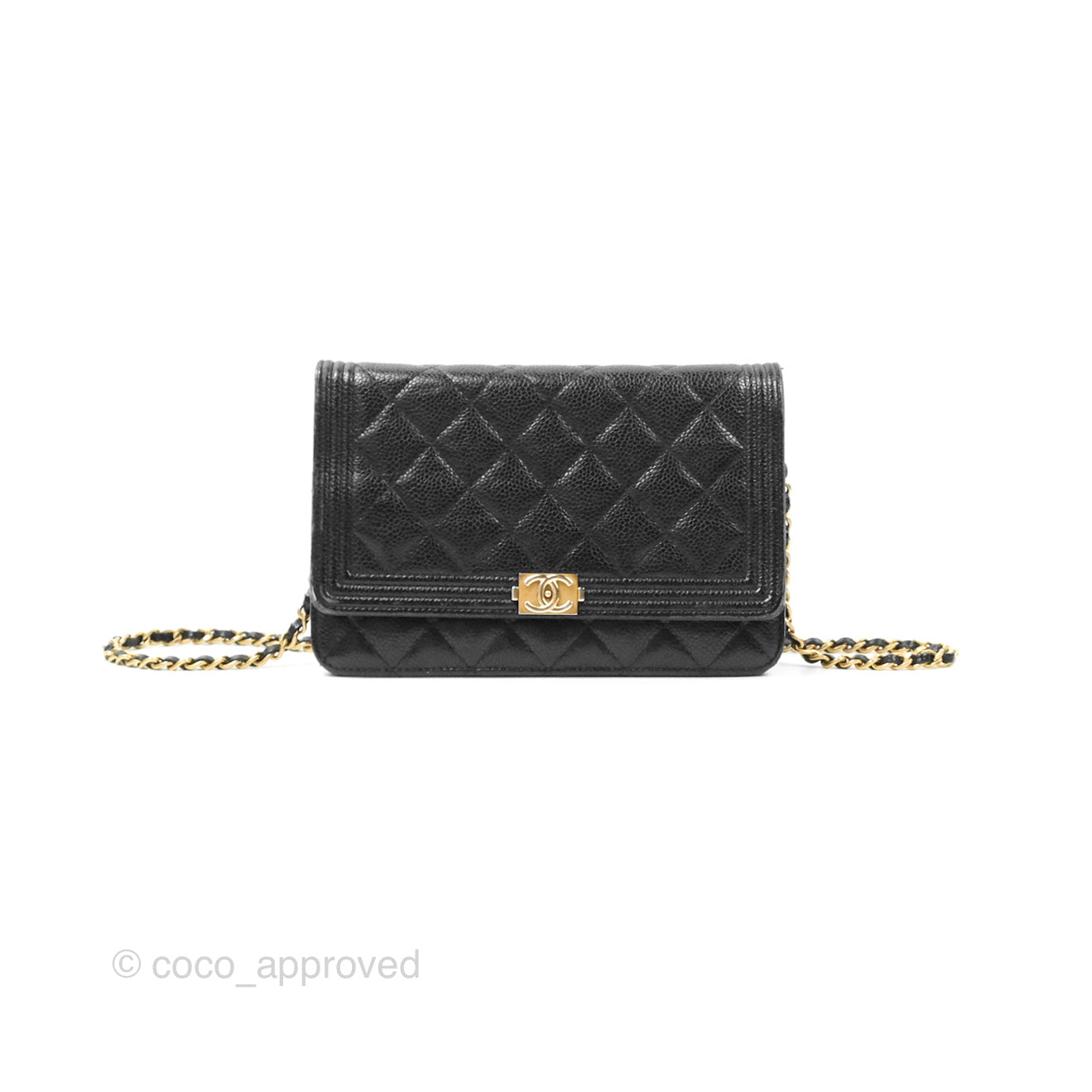 Chanel Boy Wallet on Chain WOC Black Caviar Gold Hardware - Luxury Crossbody Bag for Women, Perfect for Evening Events & Daily Use