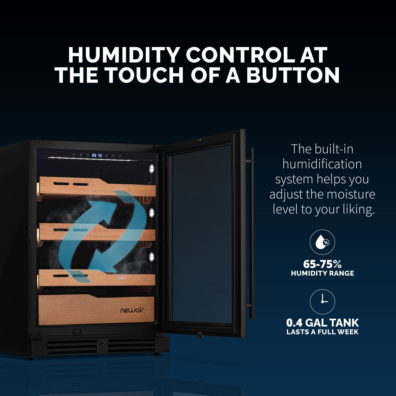 Newair® 1500-Count Electric Cigar Humidor Cabinet - Freestanding or Built-In Wine Cooler Conversion - Perfect for Cigar Aficionados & Home Bars