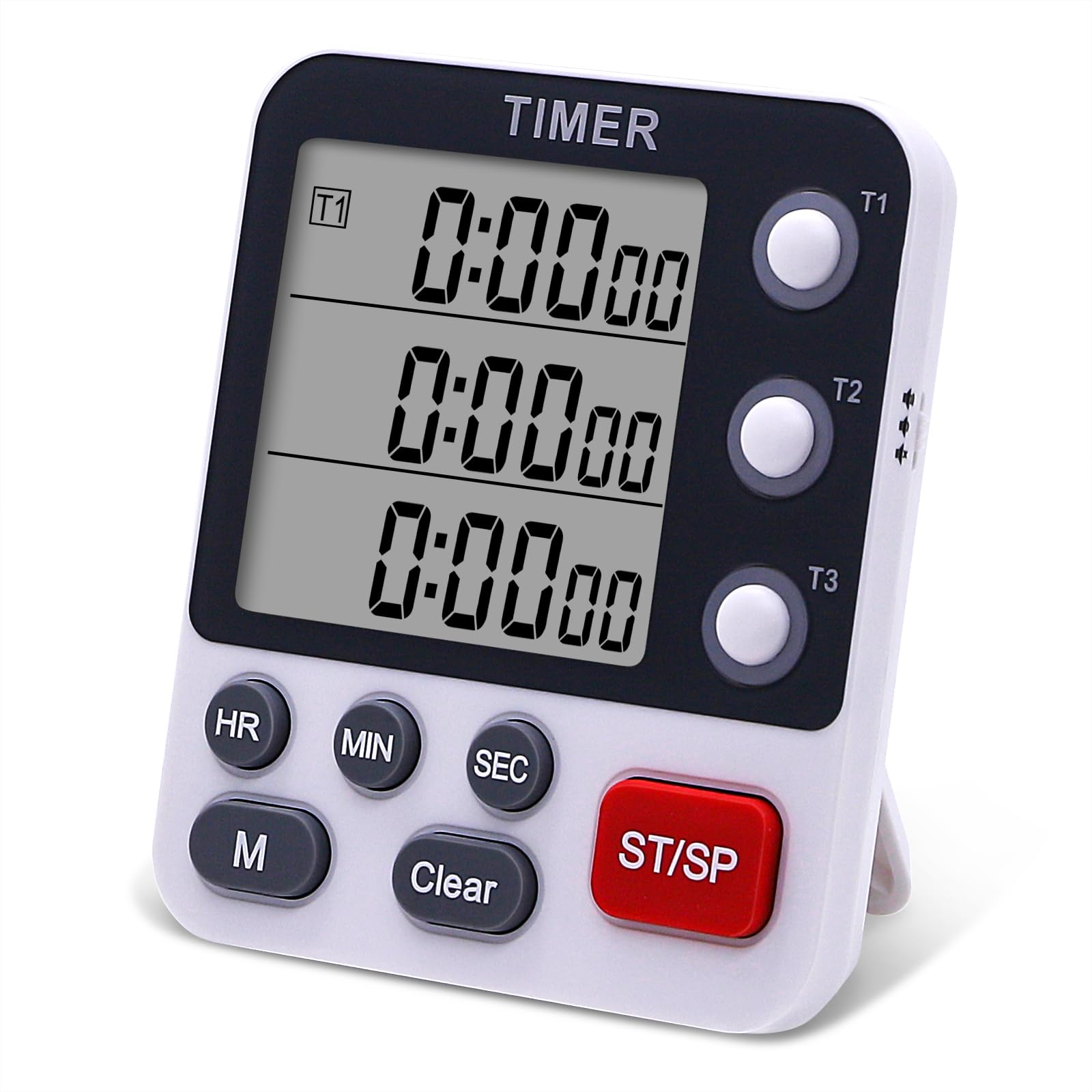 HomeMall Digital Dual Kitchen Timer - 3 Channel Count Up/Down Cooking Timer with Large LCD Display, Magnetic Back, Loud Alarm & Flashing Light (Batteries Included) | Perfect for Baking, Meal Prep & Multitasking in the Kitchen