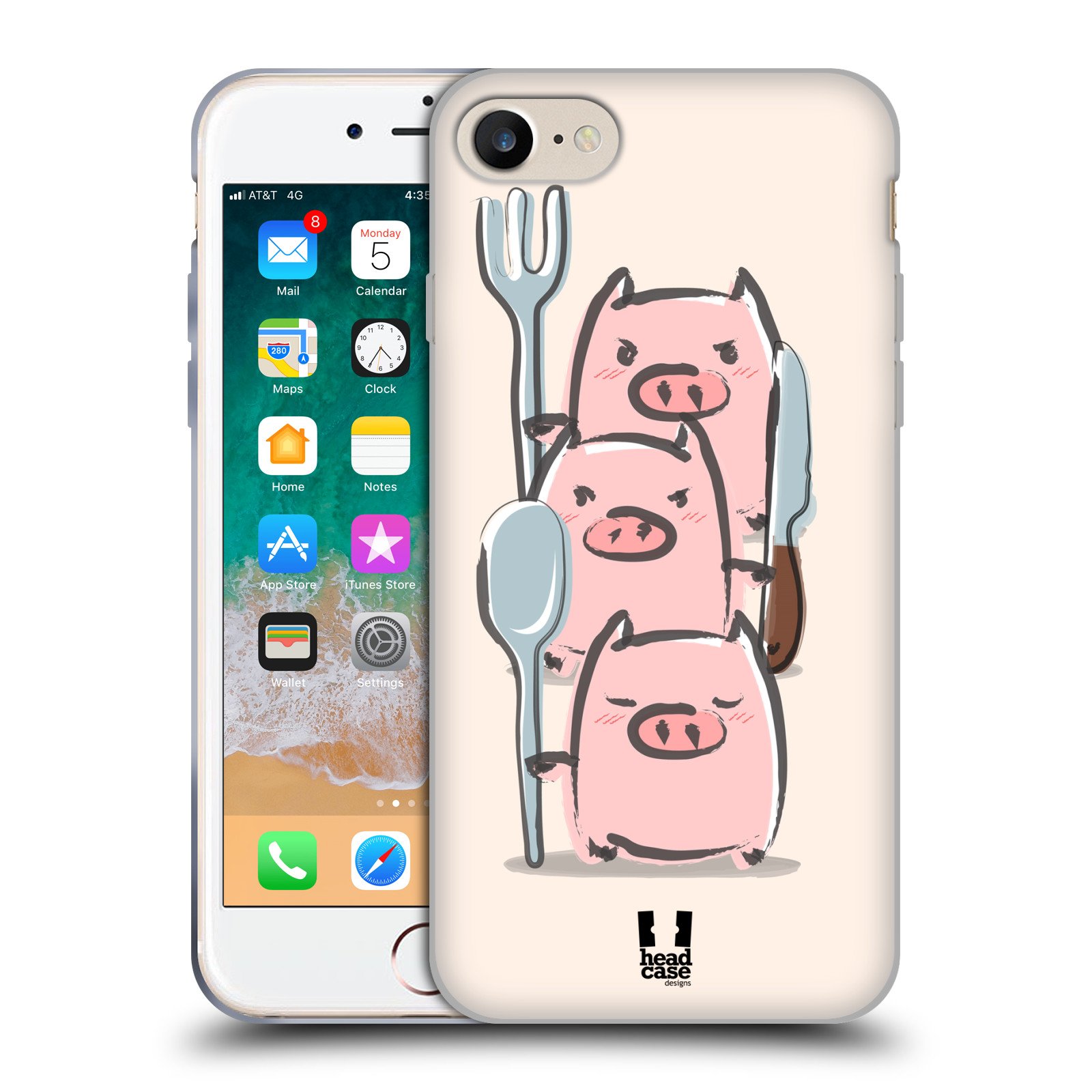 Hungry Dolly The Piglet Soft Gel Phone Case - Compatible with Apple iPhone 7, iPhone 8, iPhone SE 2020 & 2022 Models | Cute Animal Design Protective Cover for Everyday Use, Work & Travel