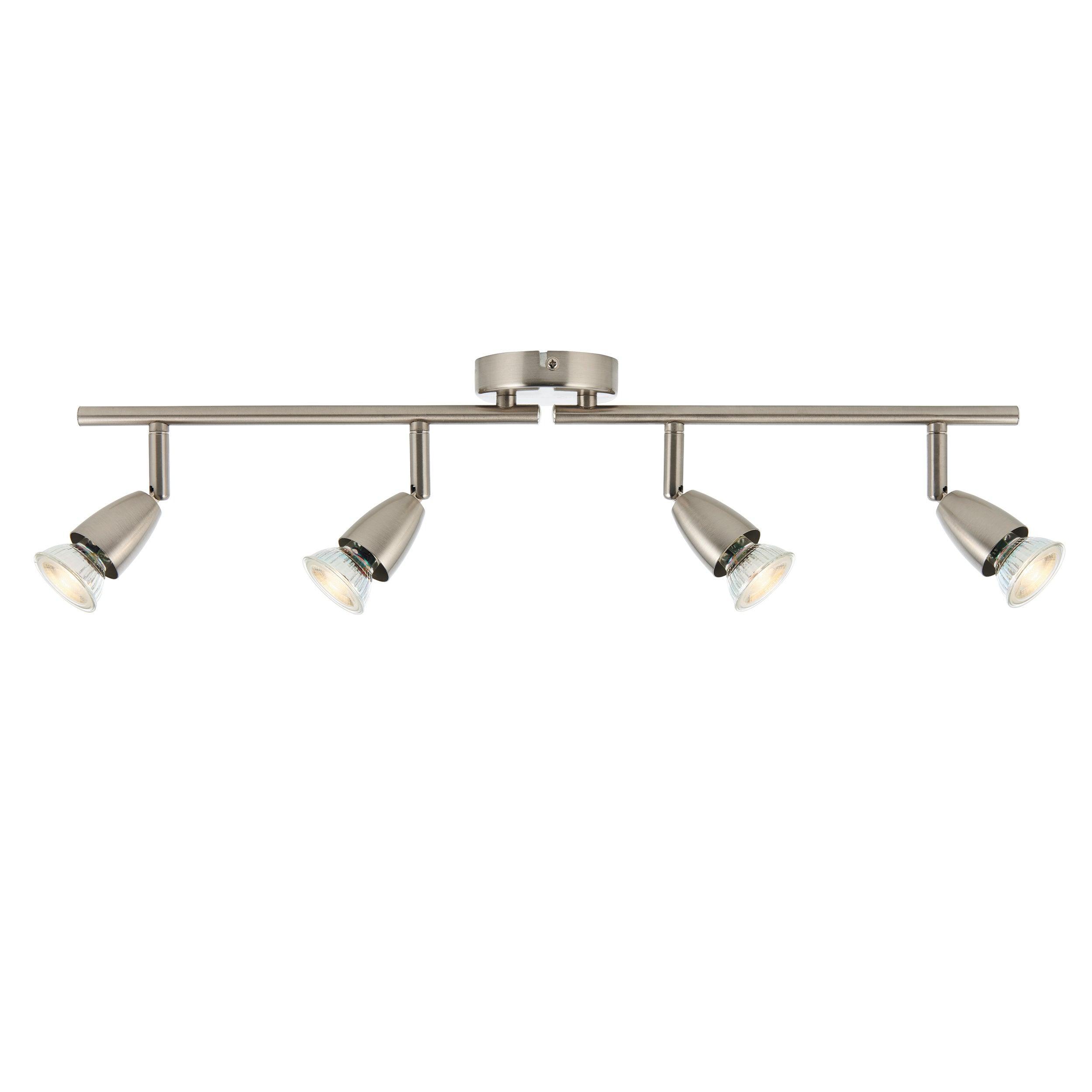Amalfi 4-Light Nickel Bar Spotlight 35W LED Chandelier - Modern Ceiling Lighting Fixture for Kitchen, Dining Room & Living Room
