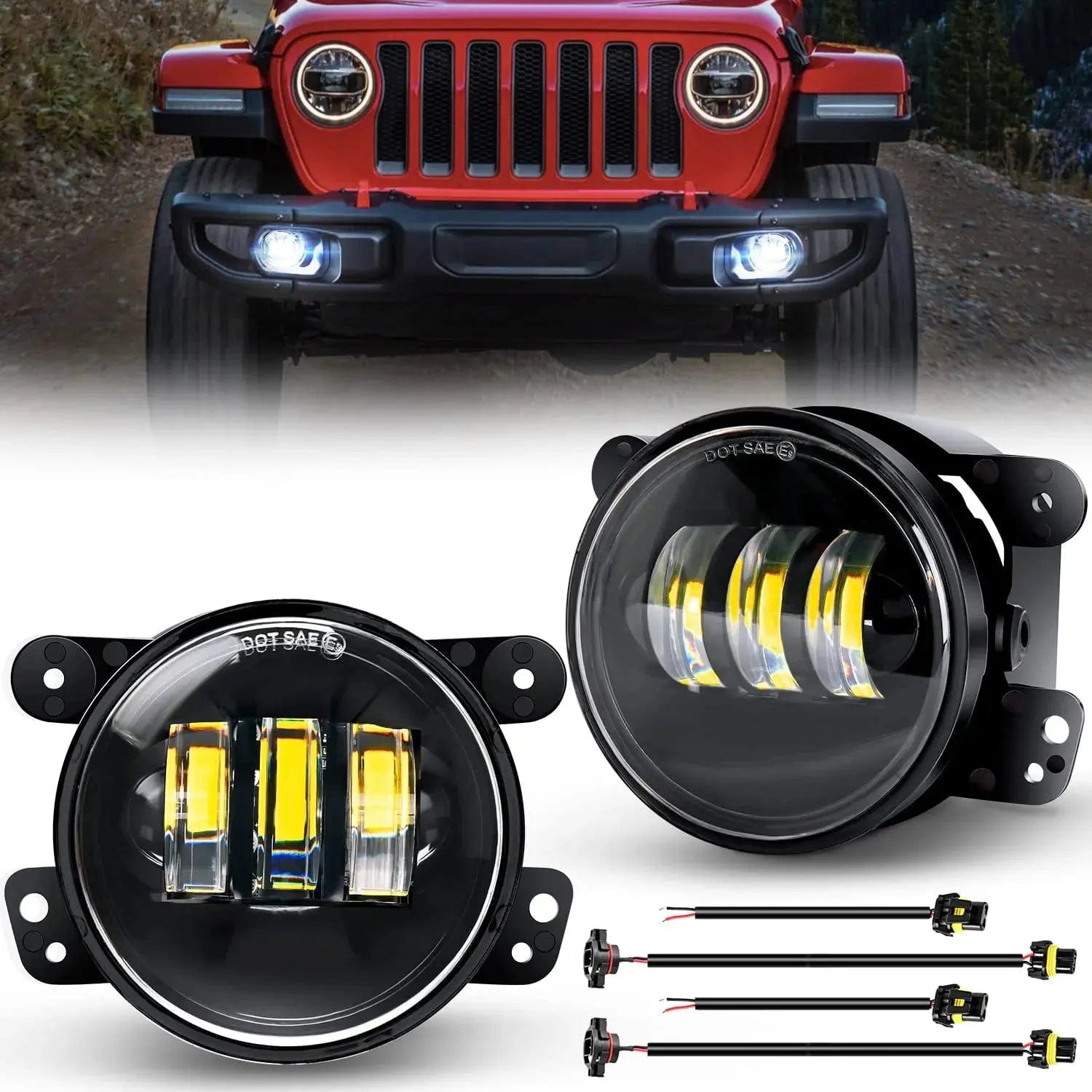 Jeep Wrangler JK Unlimited JKU White Fog Light Assembly Replacement for 2007-2018 Models - Perfect for Off-Roading & Night Driving