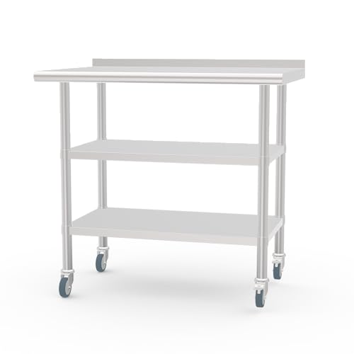 Backboard Table+2 Undershelves+casters