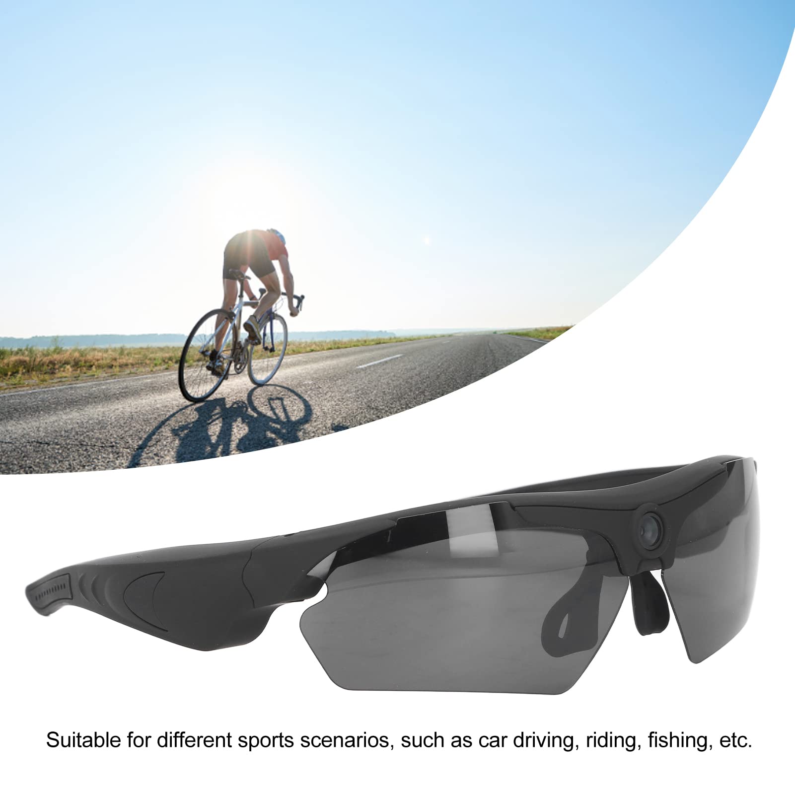ASHATA 1080P HD Video Recording Camera Glasses - Full HD Sunglasses with 256GB Support for Cycling, Driving, Hiking, Fishing & Hunting | Perfect for Outdoor Adventures & Hands-Free Recording (Black)