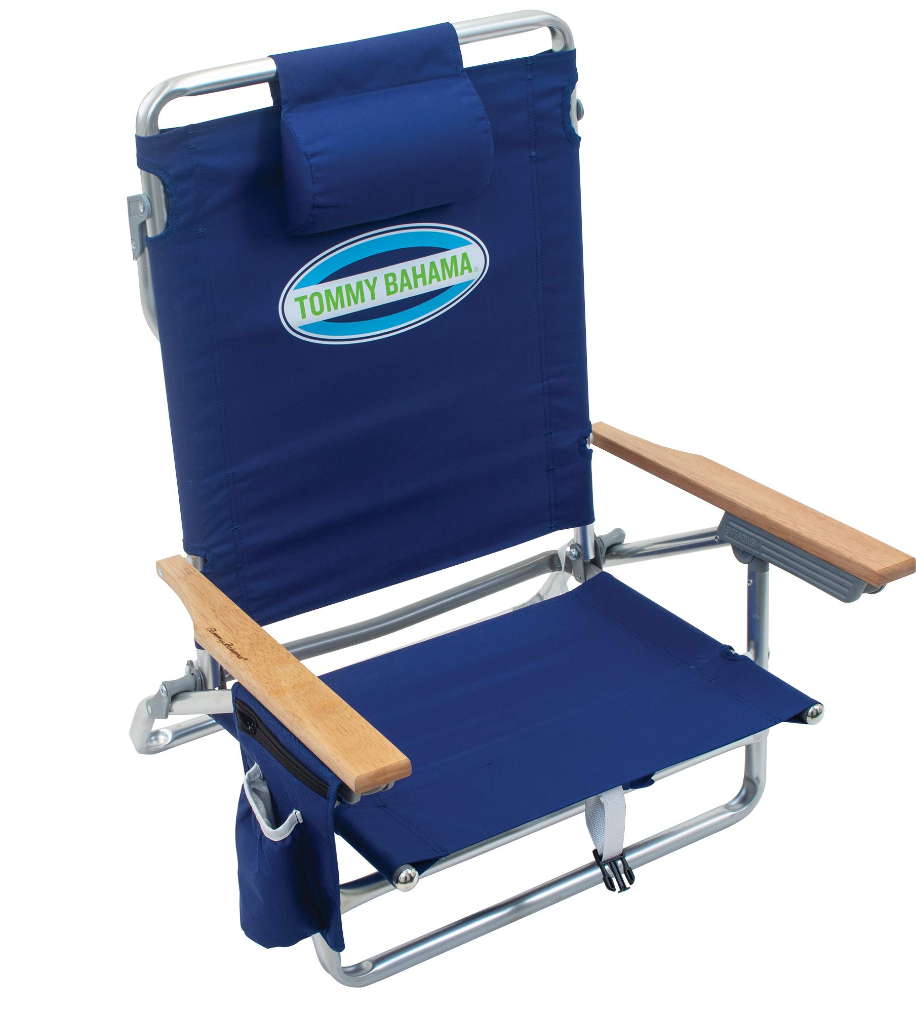 Tommy Bahama 5-Position Adjustable Lay Flat Folding Backpack Beach Chair - Lightweight Portable Outdoor Lounge Chair for Beach, Camping, Travel & Picnics - Navy Blue Polyester Fabric