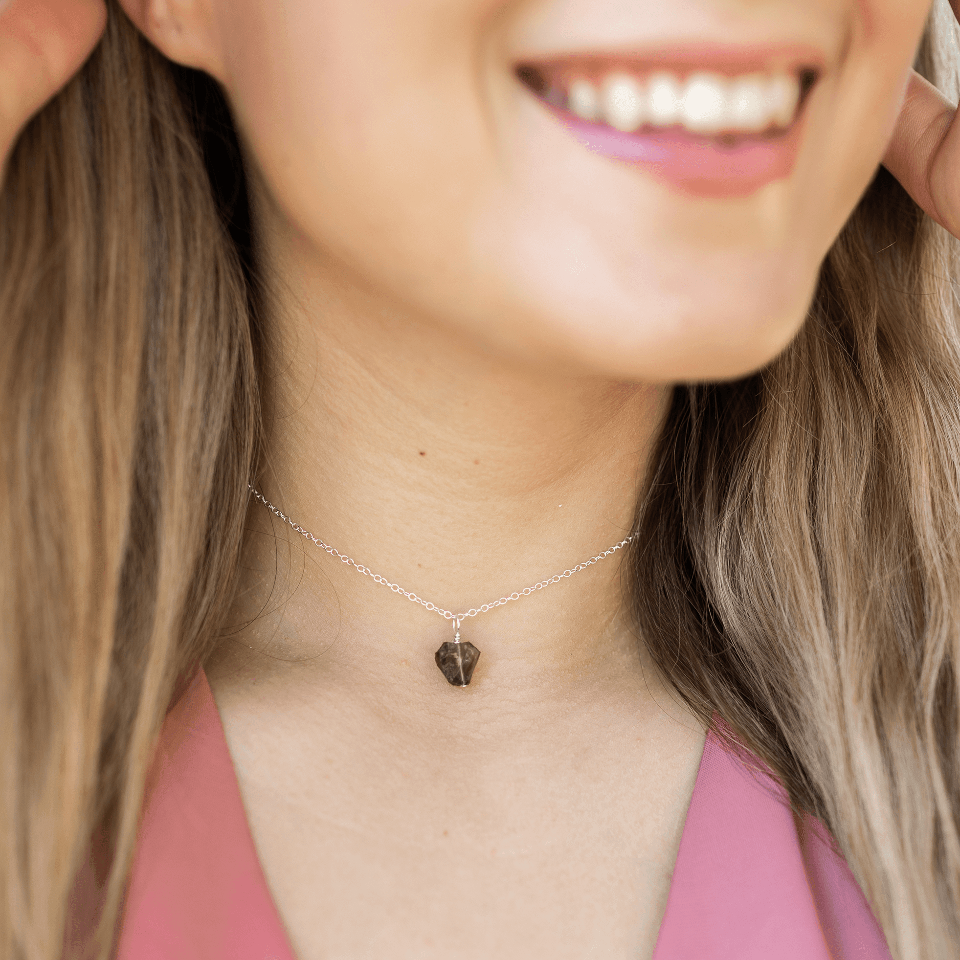 Natural Smoky Quartz Gemstone Pendant Necklace - Elegant Choker for Women | Perfect for Boho Jewelry, Spiritual Healing & Everyday Fashion Accessories
