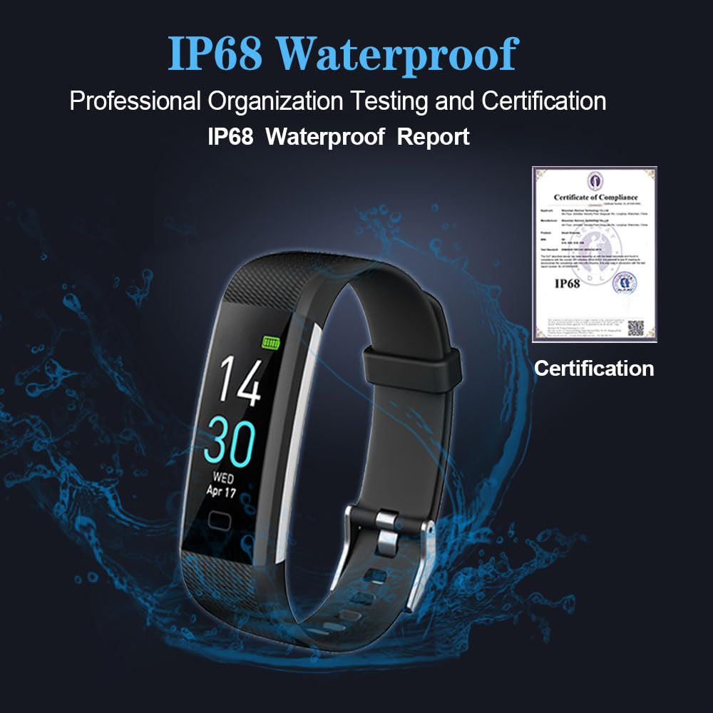Best Fitness Tracker Smart Watch with Heart Rate Monitor, Step Counter & Calorie Tracker - IP68 Waterproof Activity & Sleep Monitor for Men & Women - Perfect for Running, Gym Workouts & Daily Health Tracking