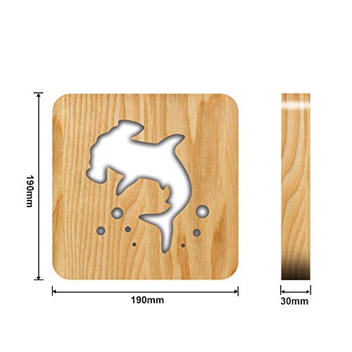Hammerhead Shark 3D Wooden LED Night Light - Modern Home Decor, Bedroom & Nursery Lamp, Unique Table Light Gift for Kids & Adults | Perfect for Shark Lovers, Themed Rooms & Nighttime Ambiance