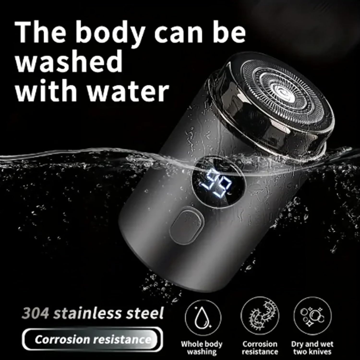 Vishopee Mini Portable Electric Shaver for Men - USB Rechargeable, Waterproof, Travel Size, Black | Perfect for Home, Travel & Gym Use