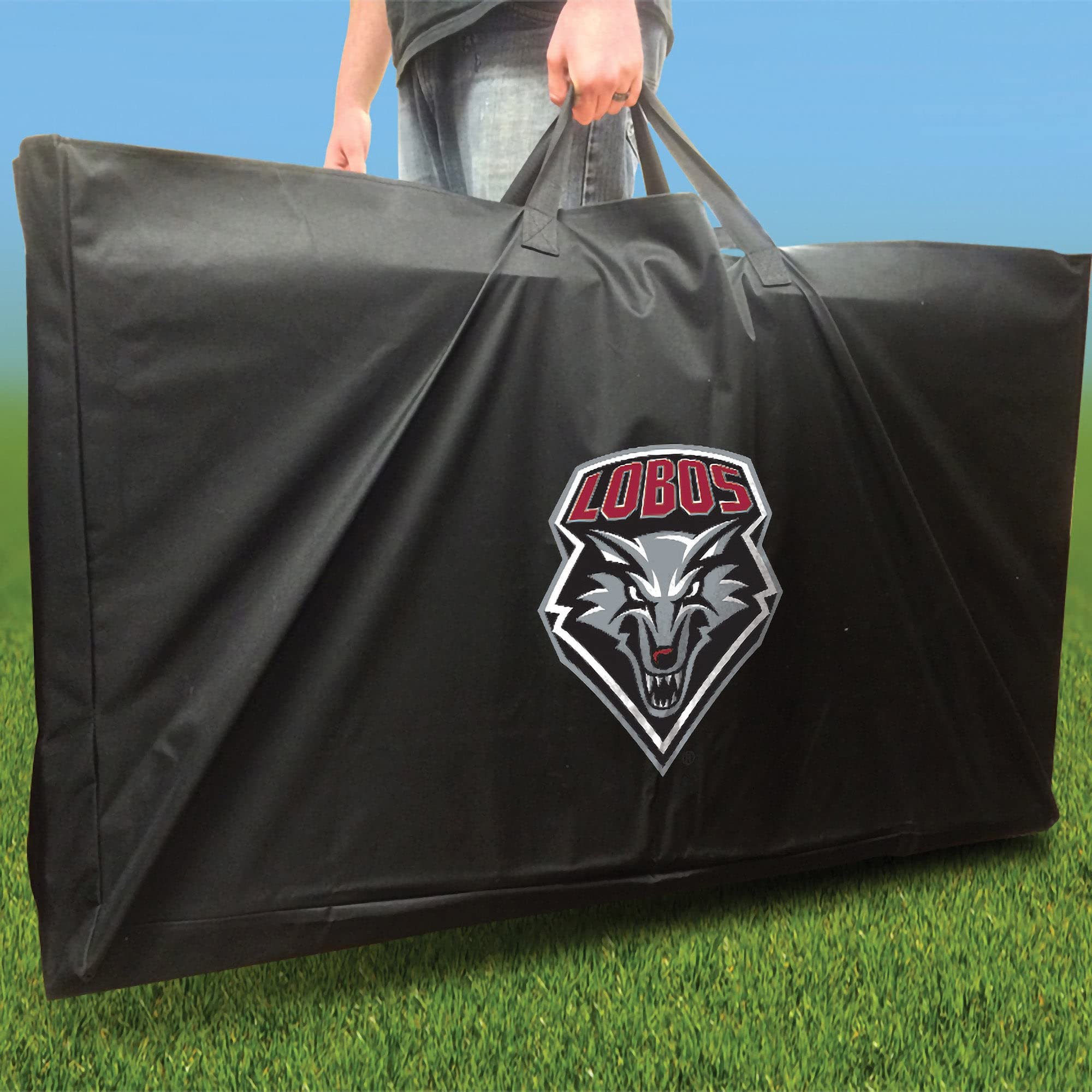 Skip's Garage New Mexico Jersey Cornhole Board Set - Custom Team Logo Design, Regulation Size Cornhole Boards for Backyard Parties, Tailgating & Outdoor Games