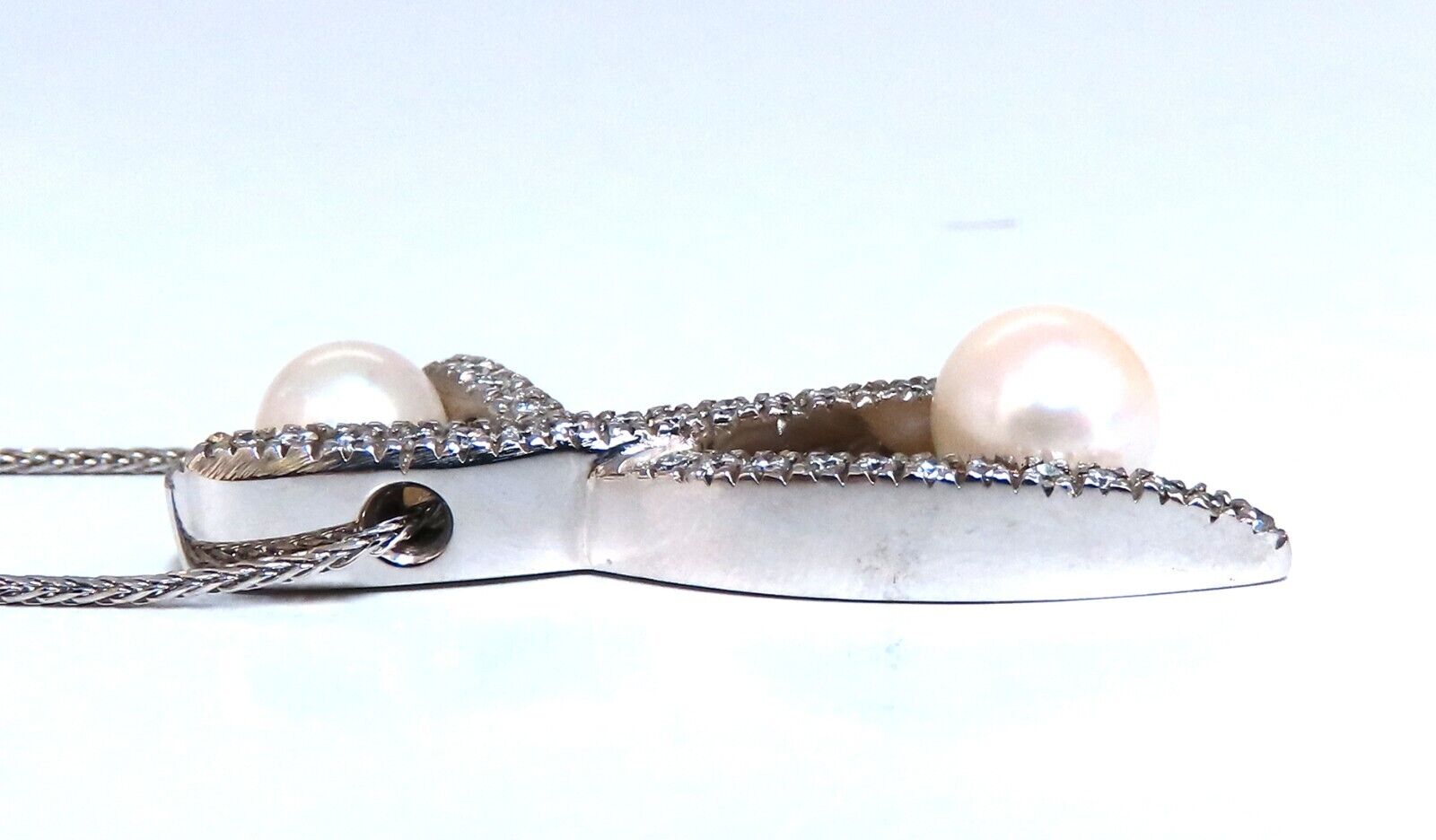 8mm South Sea Pearl & Diamond Necklace in 14K White Gold - 18 Inch Elegant Jewelry for Weddings, Parties & Special Occasions