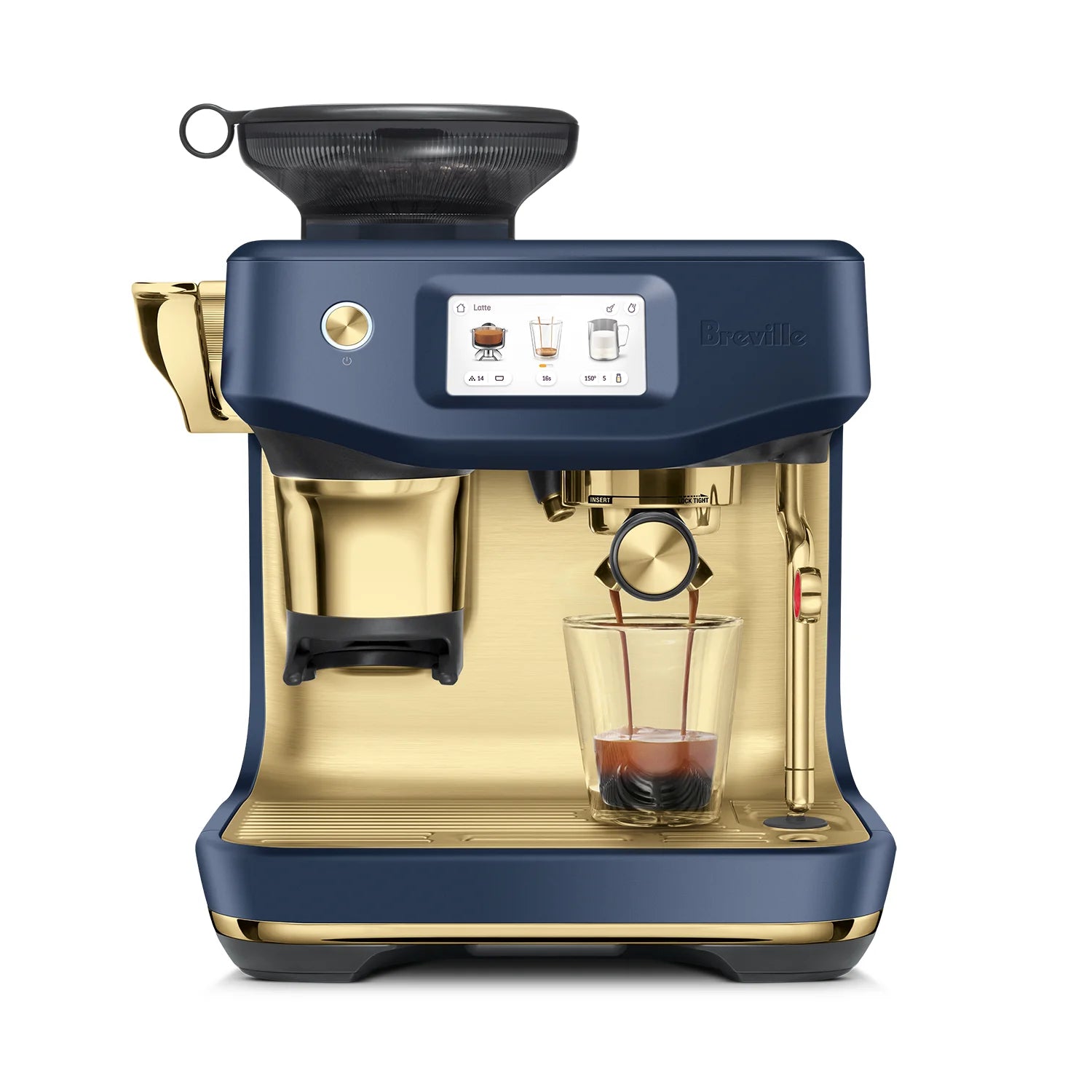 Breville Barista Touch Impress Automatic Espresso Machine with Built-in Grinder - Damson Blue & Brass Finish (Model BES881DBB) | Perfect for Home Baristas & Coffee Enthusiasts | Ideal for Espresso, Latte & Cappuccino Making