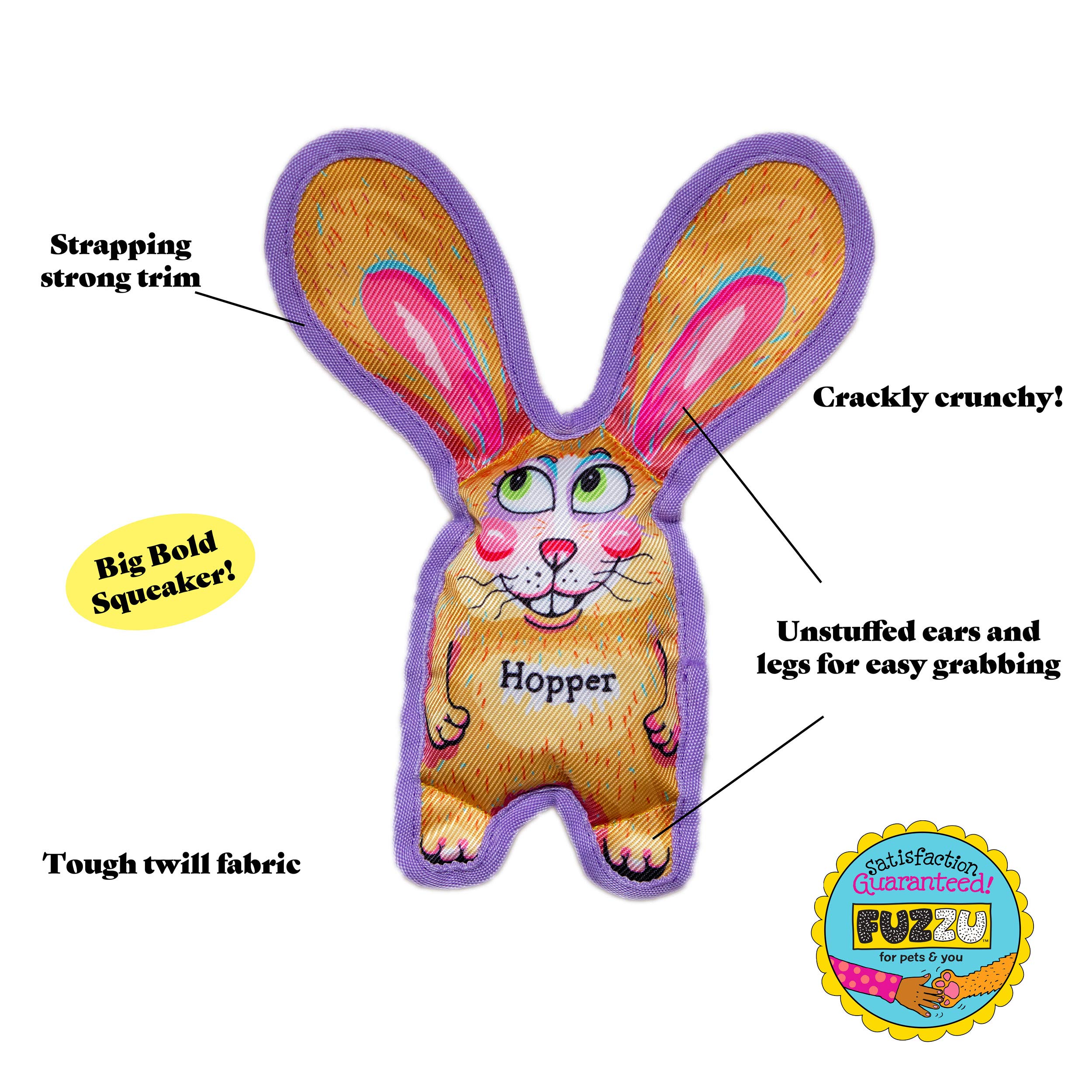 Durable All Ears Squeaky Dog Chew Toy - 7 Inch Hopper Puppy Toy for Aggressive Chewers | Small Rugged Pet Toy for Indoor & Outdoor Play