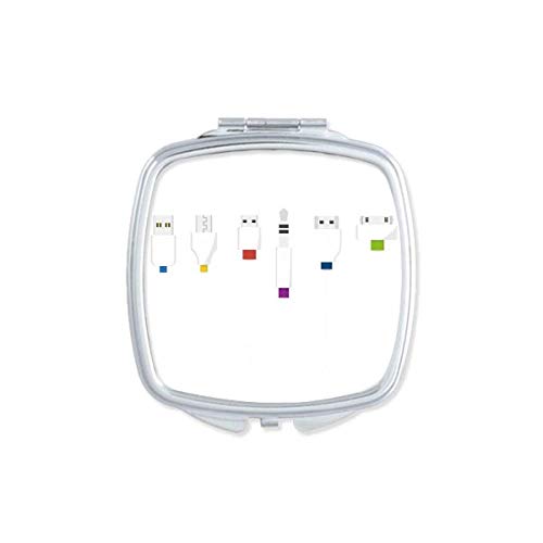DIYthinker Portable Double-Sided Mirror with Socket Plug & Charging Cable - Compact Pocket Makeup Mirror for Travel, Home, and Office Use